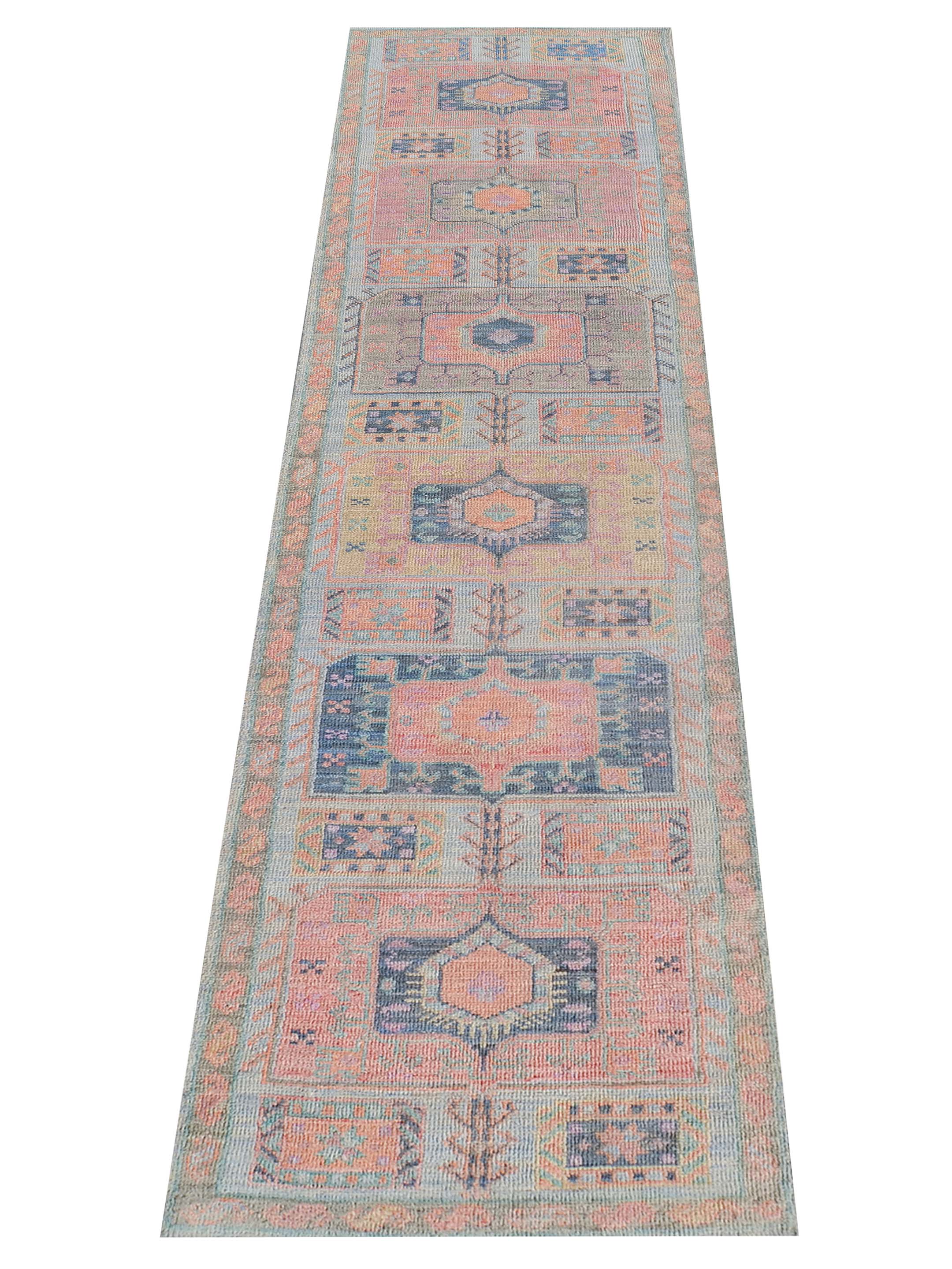 Ushak Wool Weft Hand Knotted Lt.Blue 3x12 - Image 2 of 9