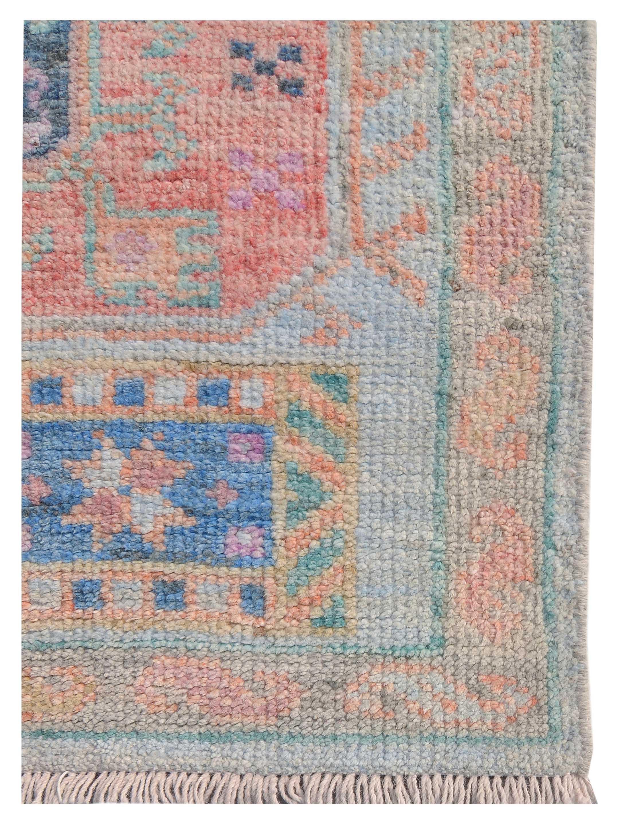 Ushak Wool Weft Hand Knotted Lt.Blue 3x12 - Image 3 of 9