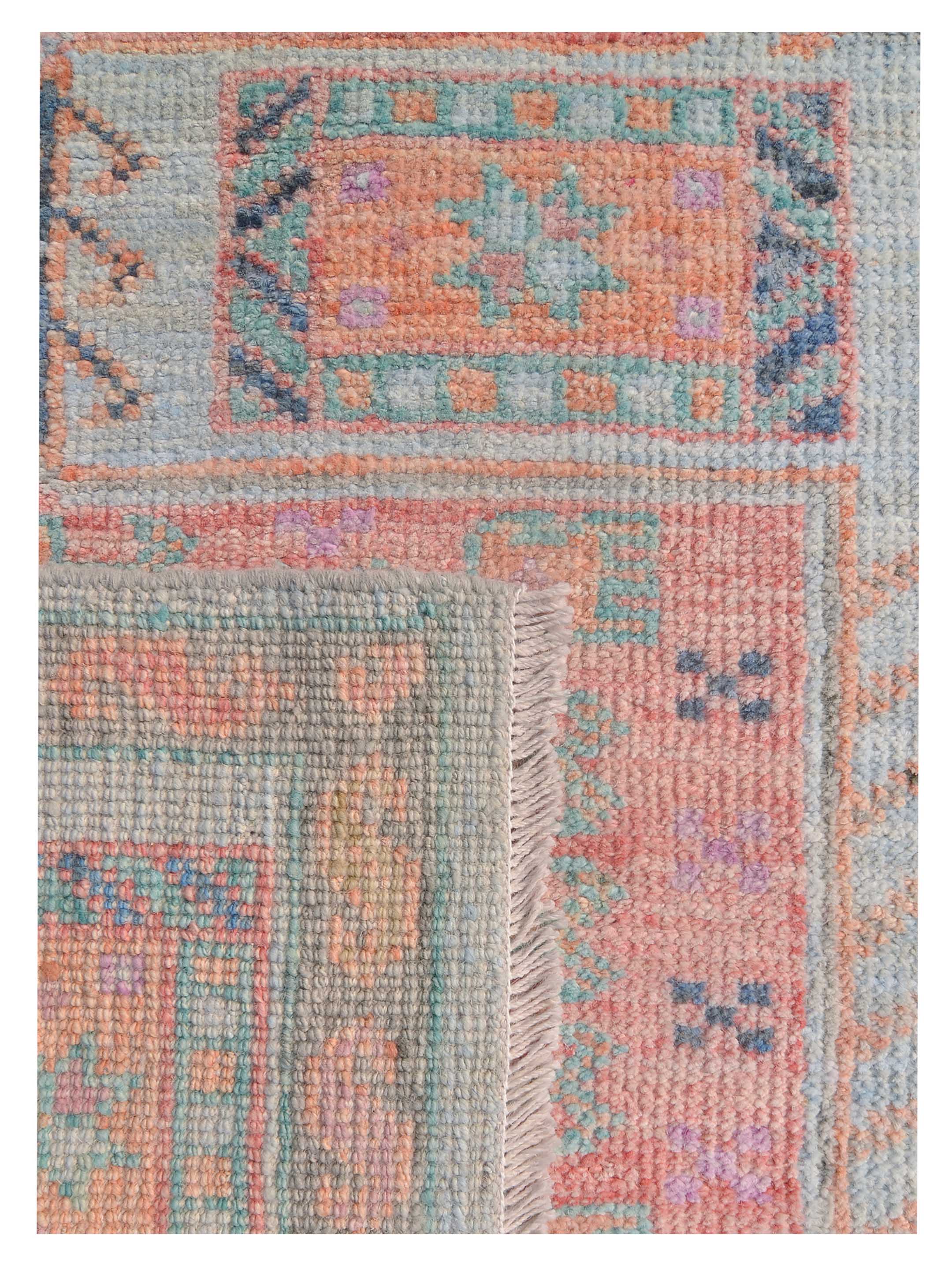 Ushak Wool Weft Hand Knotted Lt.Blue 3x12 - Image 5 of 9