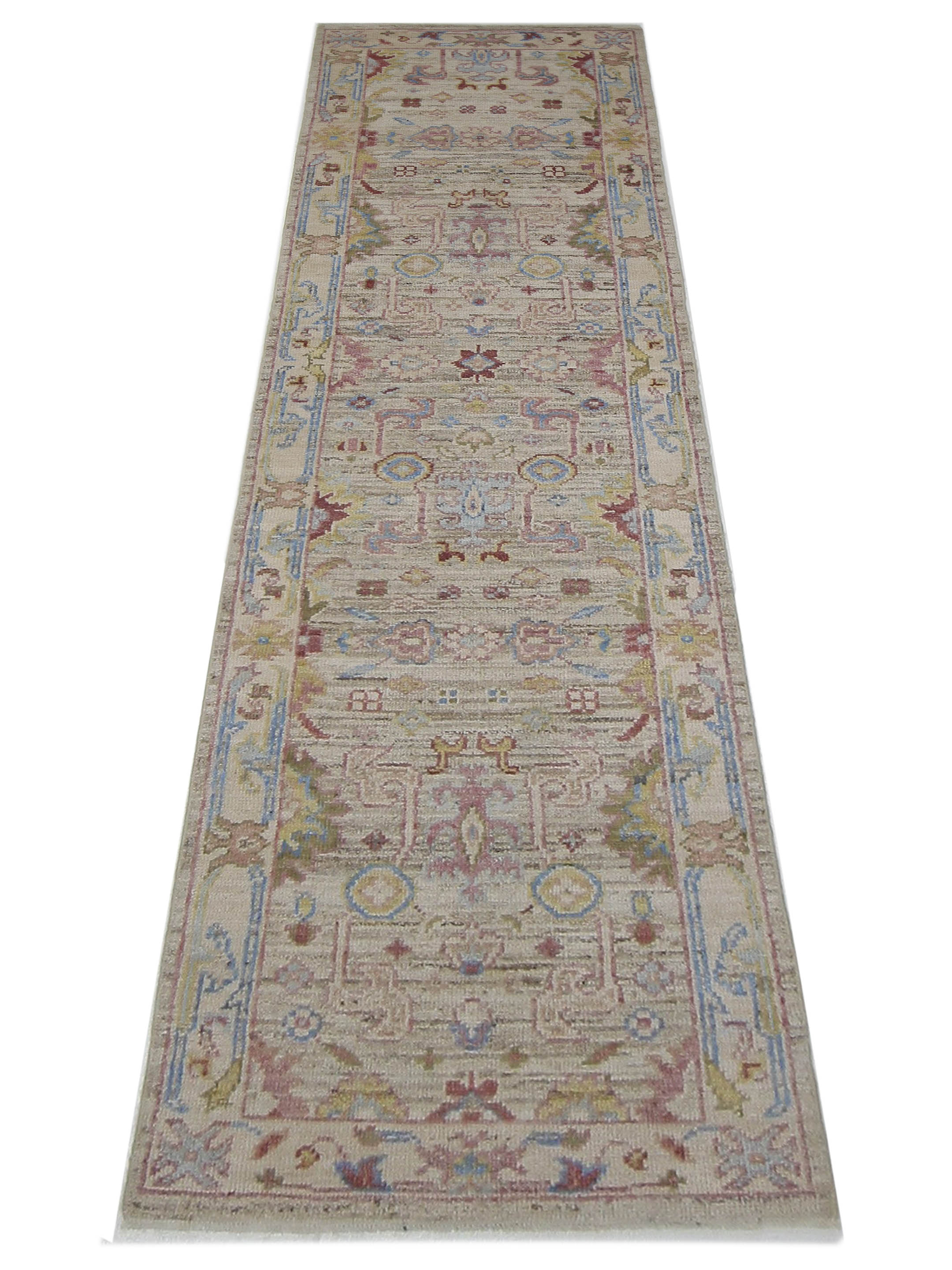 Ushak Wool Weft Hand Knotted Beige 3x10 - Image 2 of 4