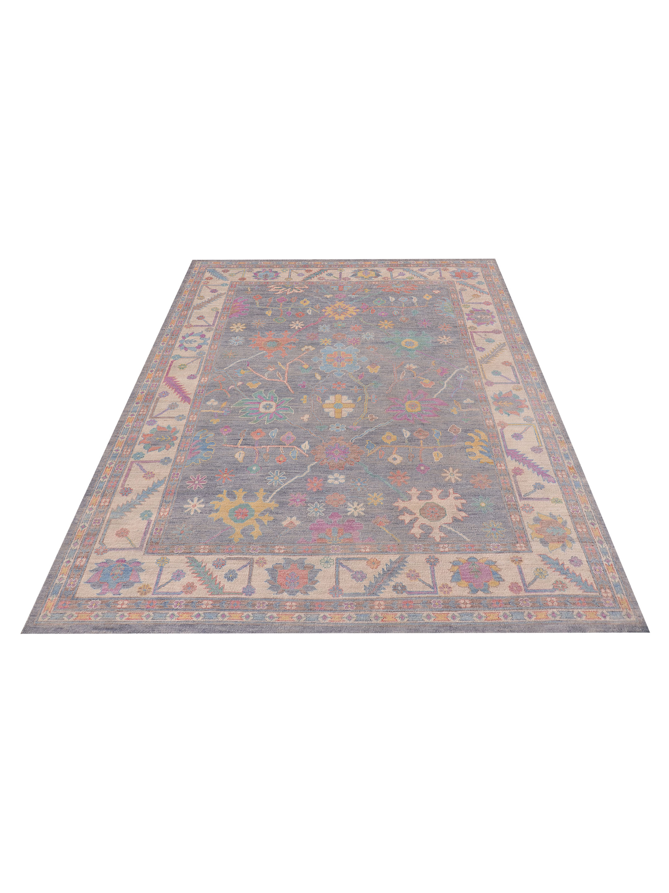 Ushak Wool Weft Hand Knotted Grey 9x12 - Image 7 of 9