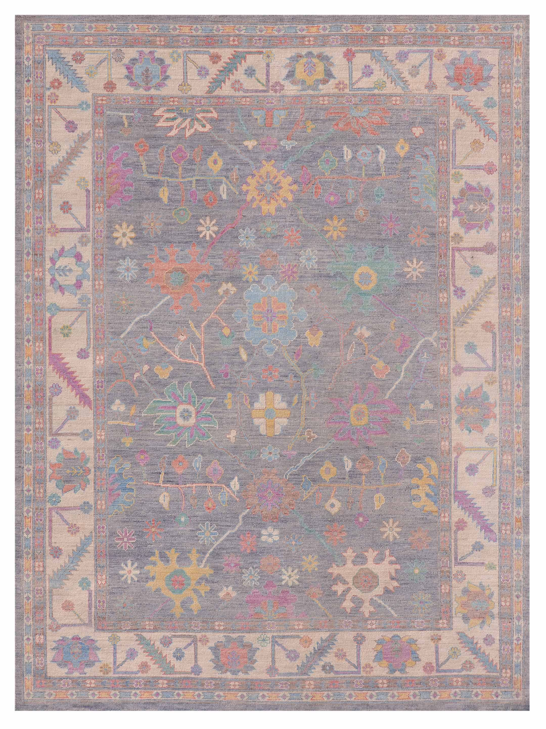 Ushak Wool Weft Hand Knotted Grey 9x12