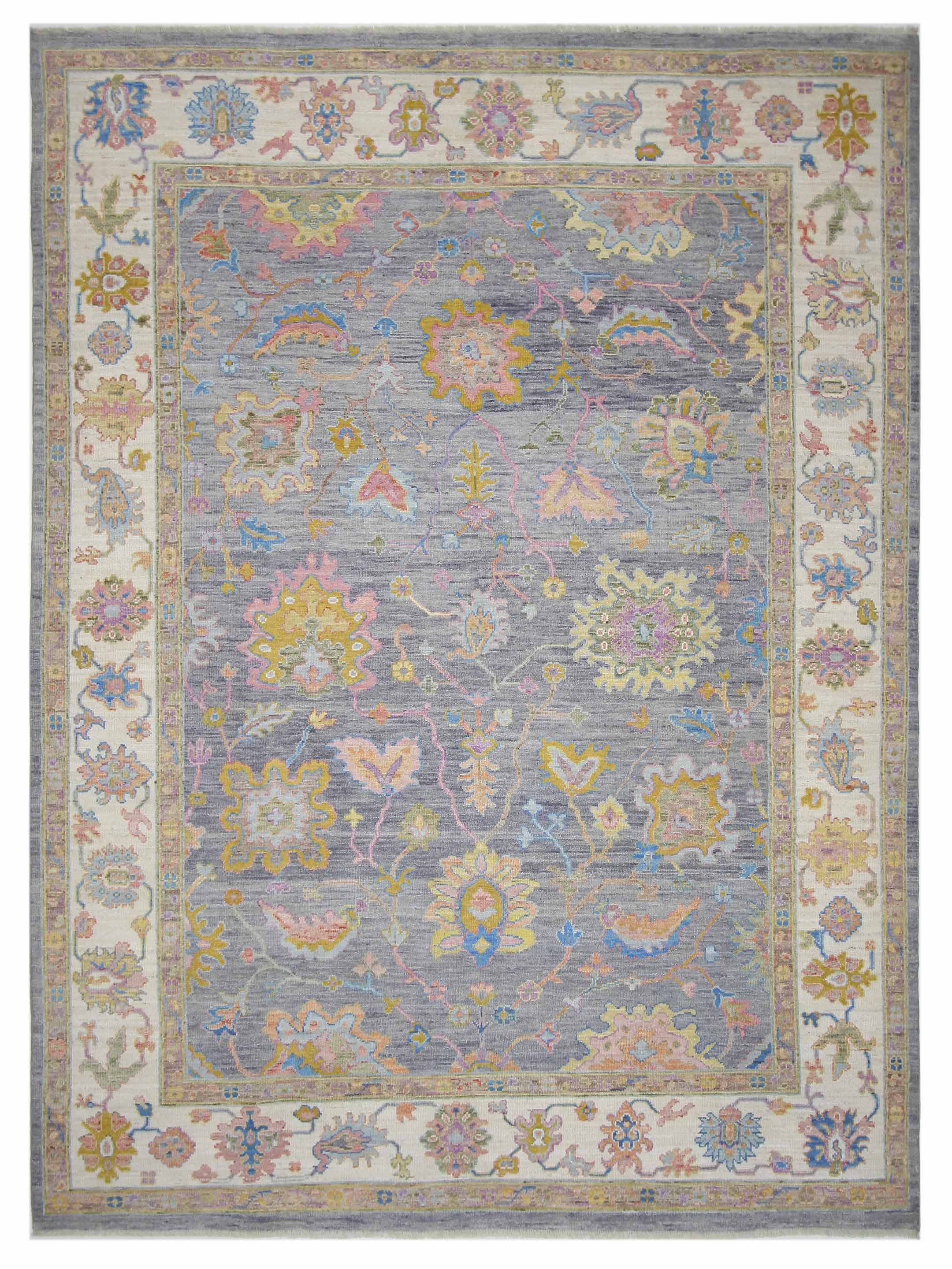 Ushak Wool Weft Hand Knotted Grey 9x12