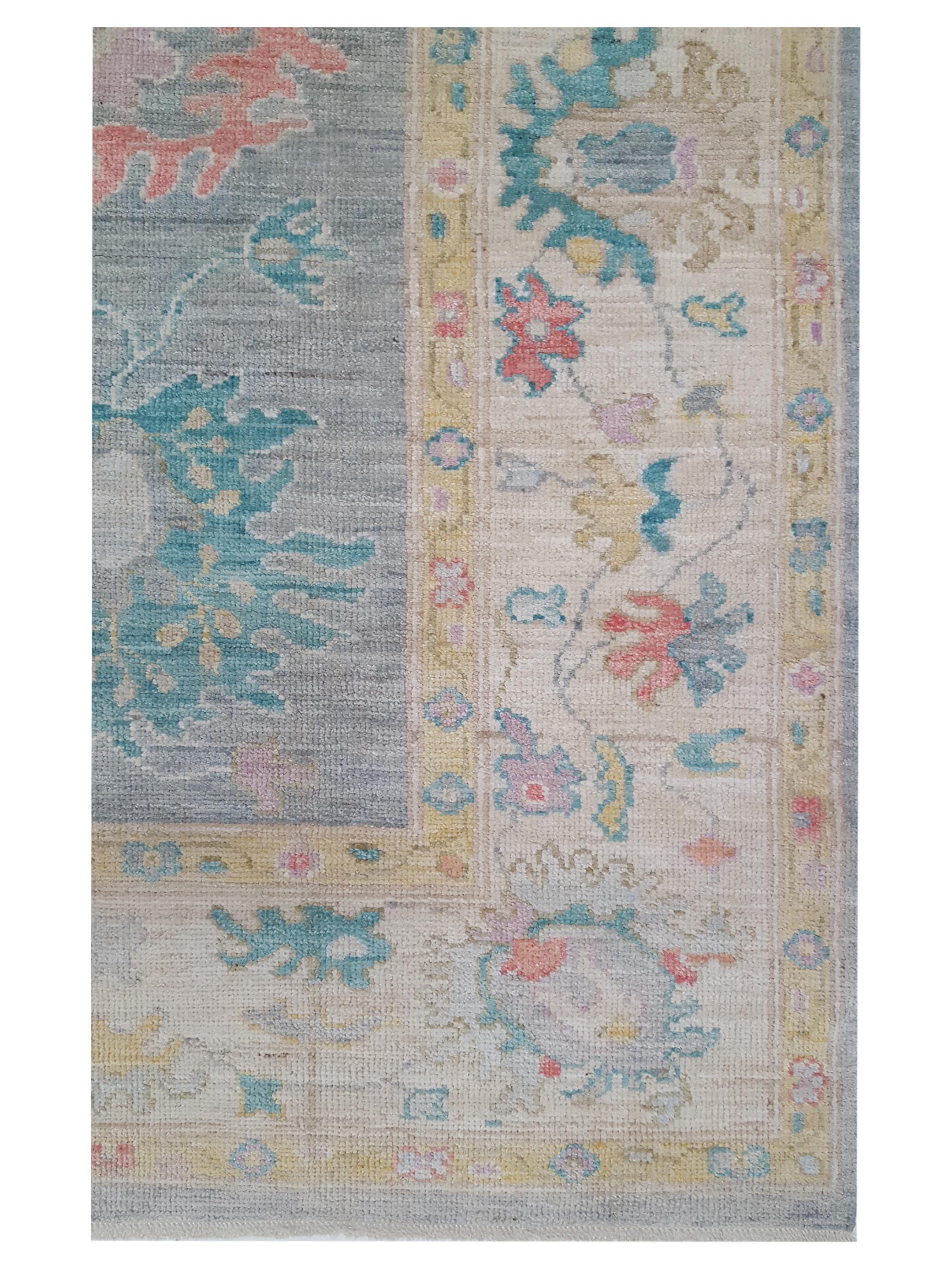 Ushak Wool Weft Hand Knotted Grey 8x10 - Image 3 of 5