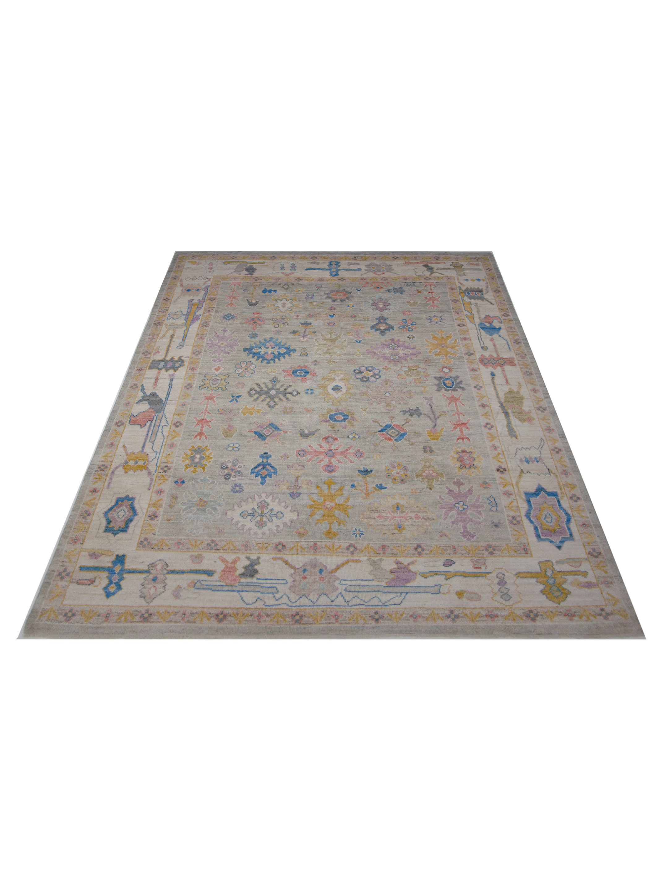 Ushak Wool Weft Hand Knotted Lt.Grey 8x10 - Image 2 of 5