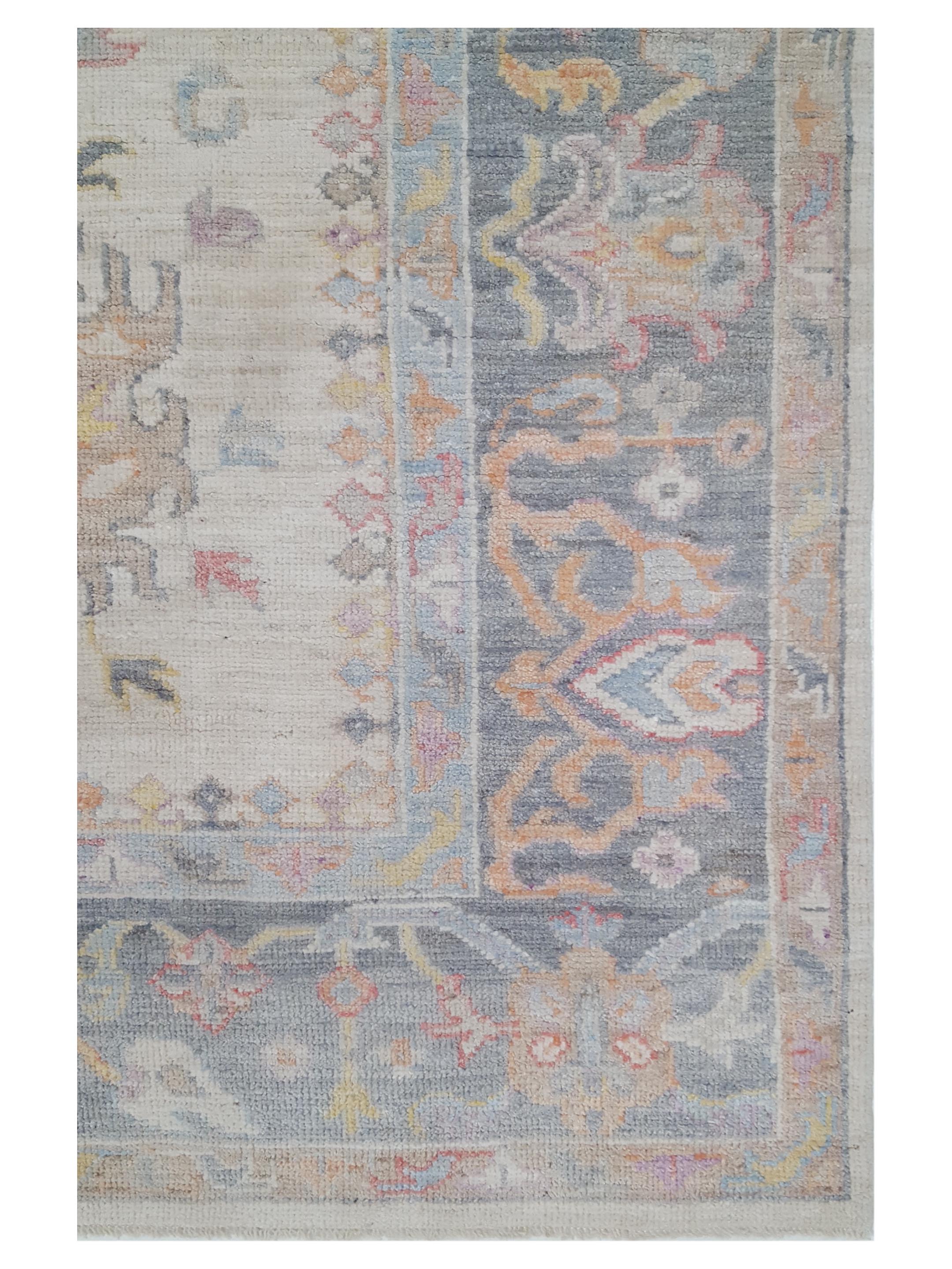Ushak Wool Weft Hand Knotted Ivory 8x10 - Image 3 of 5