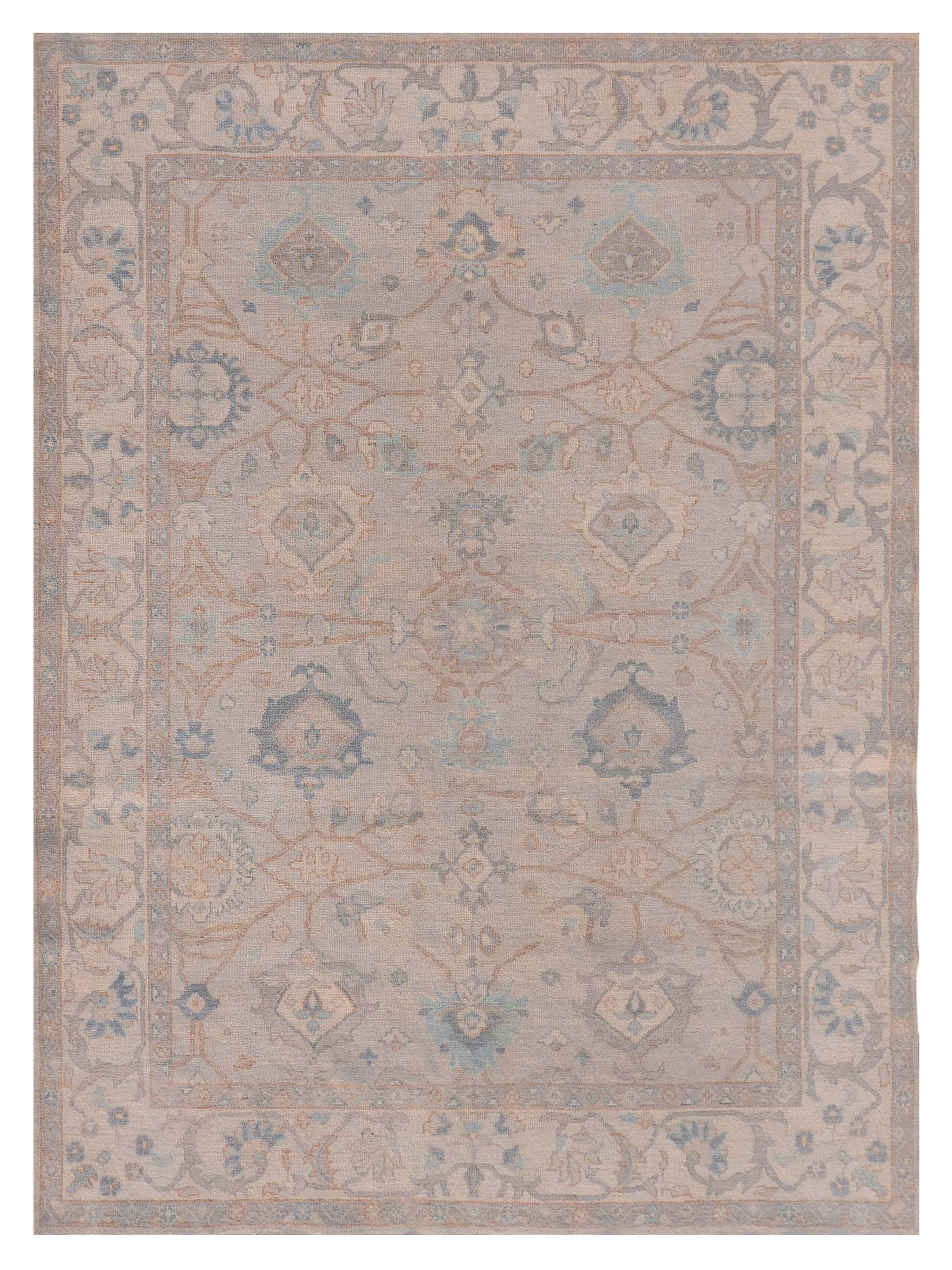 Ushak Wool Weft Hand Knotted Lt.Grey 9x12