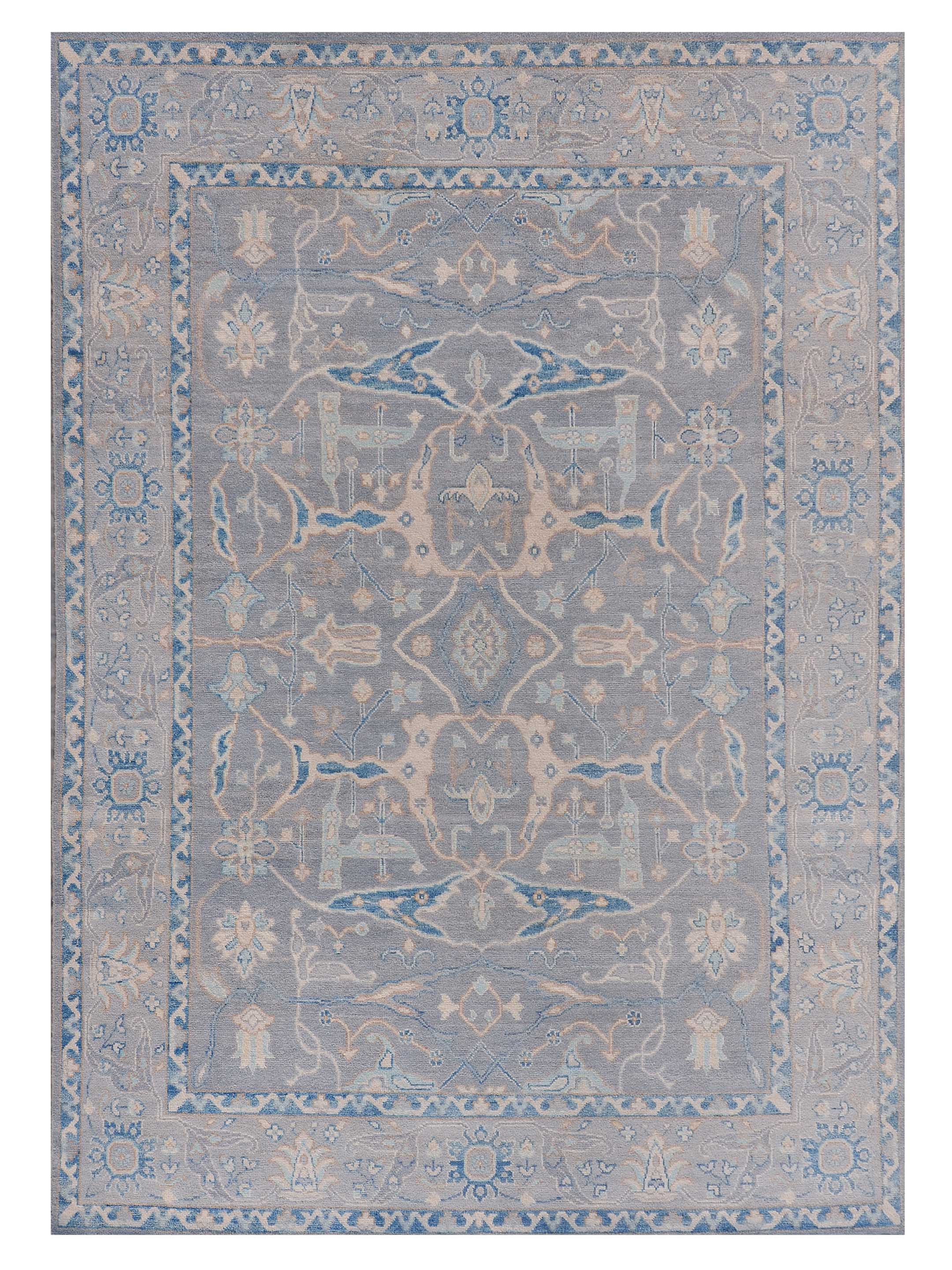 Ushak Wool Weft Hand Knotted Grey 9x12