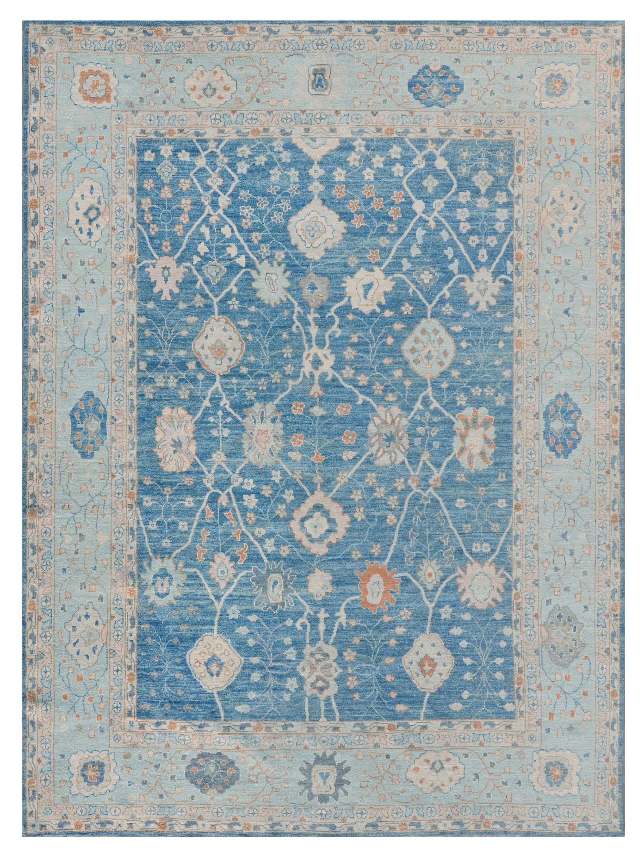 Ushak Wool Weft Hand Knotted Blue 12x15