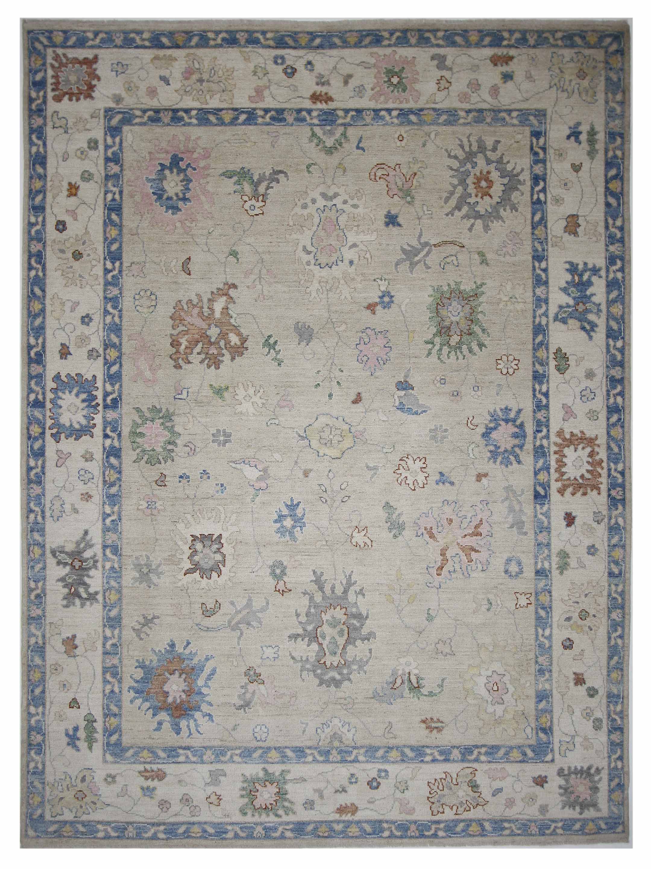 Ushak Wool Weft Hand Knotted Beige 9x12