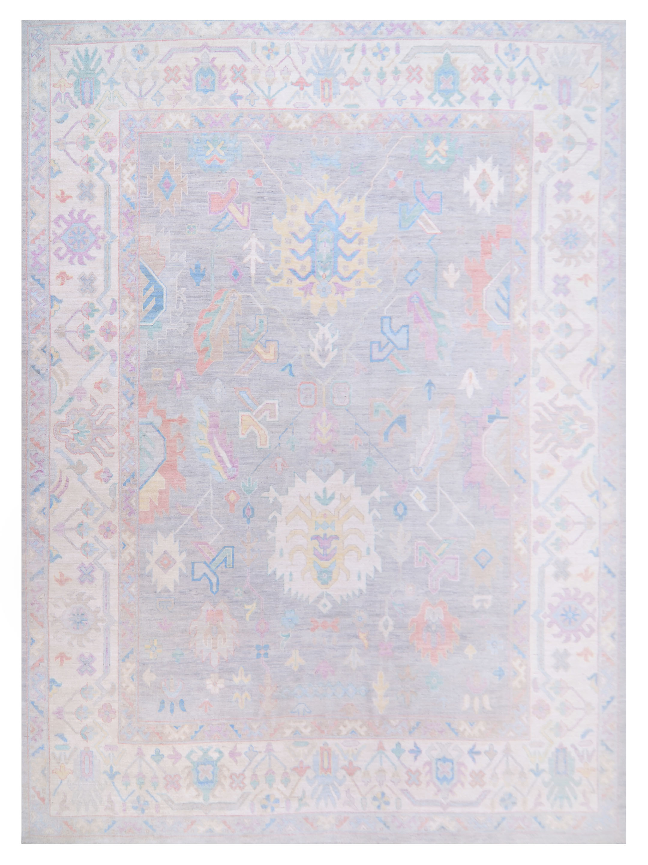 Ushak Wool Weft Hand Knotted Grey 12x15