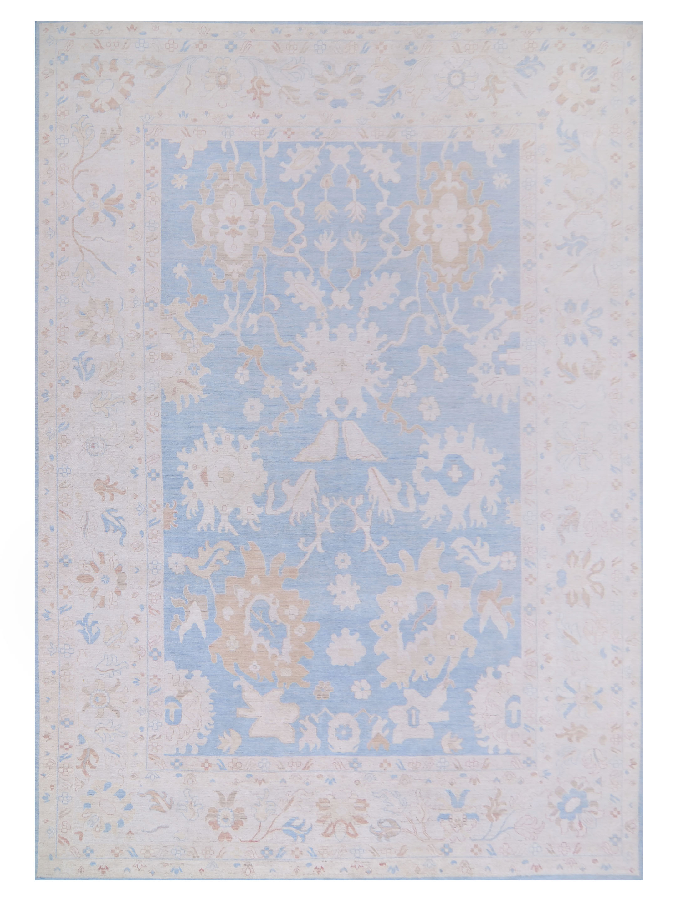 Ushak Wool Weft Hand Knotted Blue 12x17
