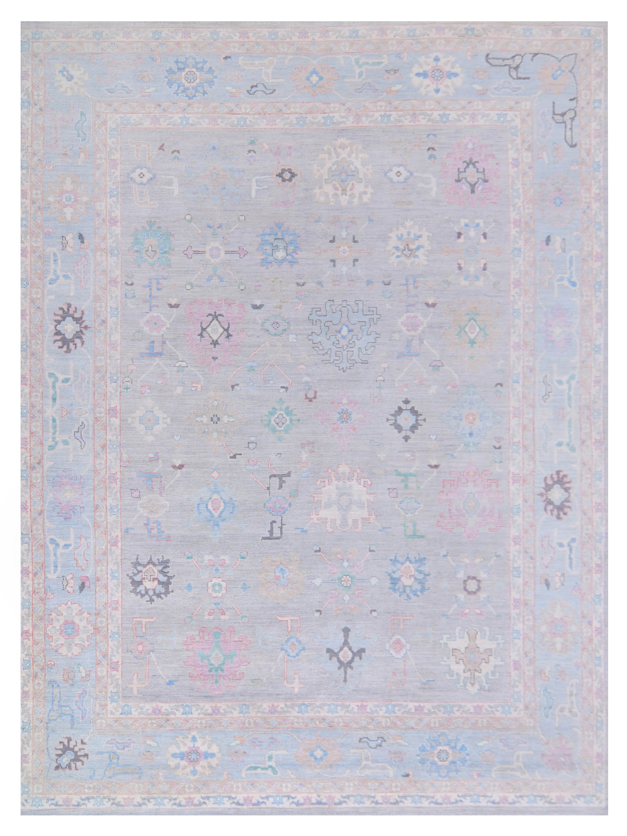 Ushak Wool Weft Hand Knotted Grey 12x15