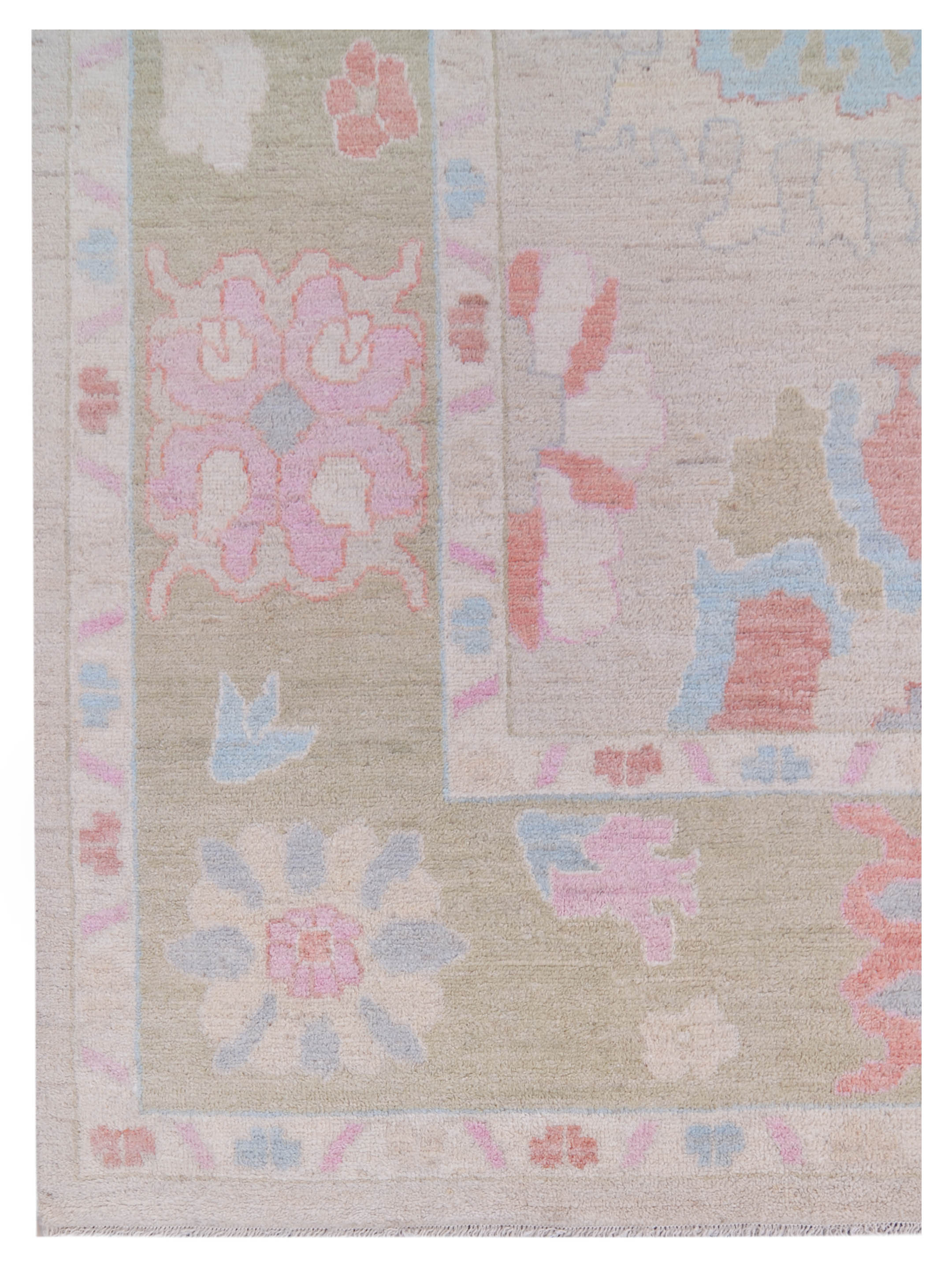 Ushak Wool Weft Hand Knotted Beige 10x14 - Image 3 of 5