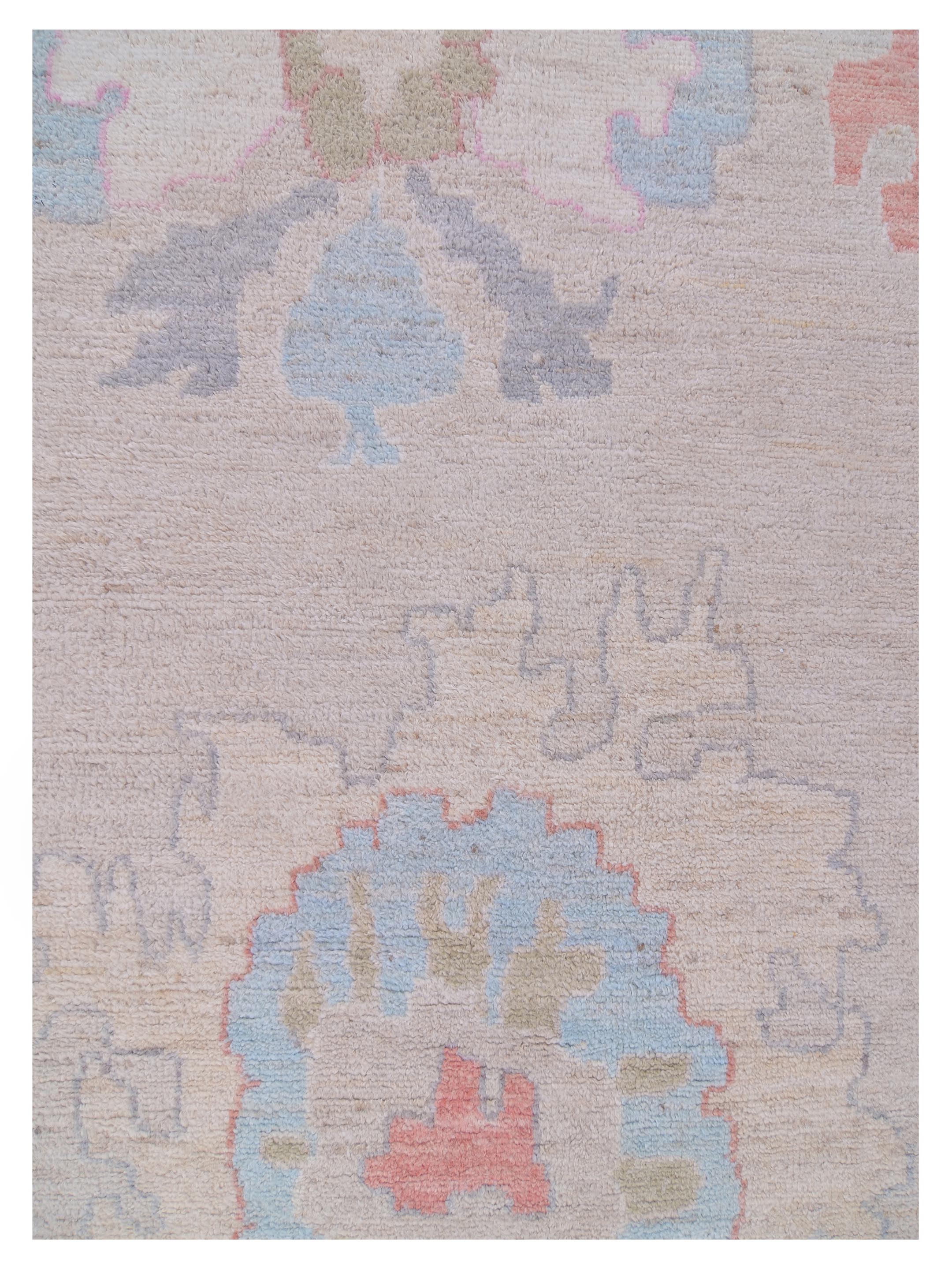 Ushak Wool Weft Hand Knotted Beige 10x14 - Image 4 of 5
