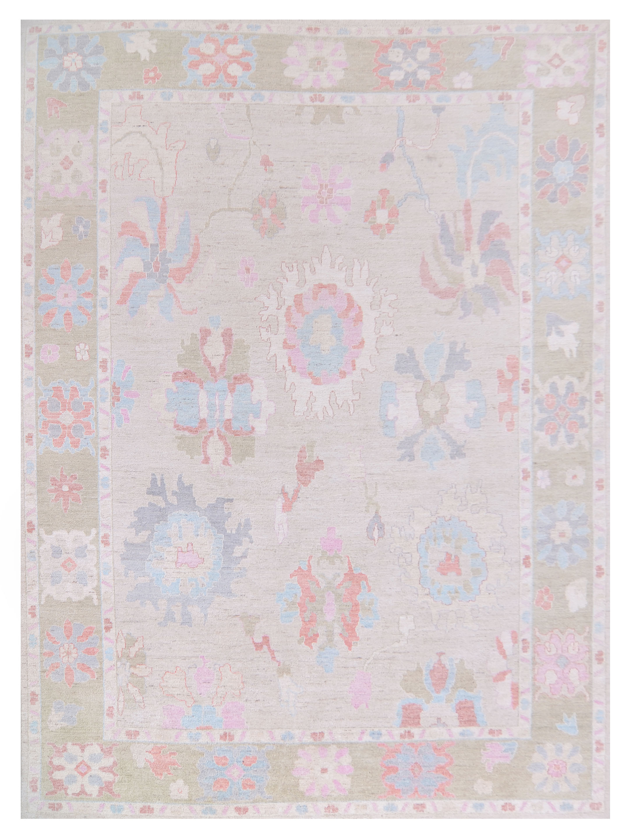 Ushak Wool Weft Hand Knotted Beige 10x14