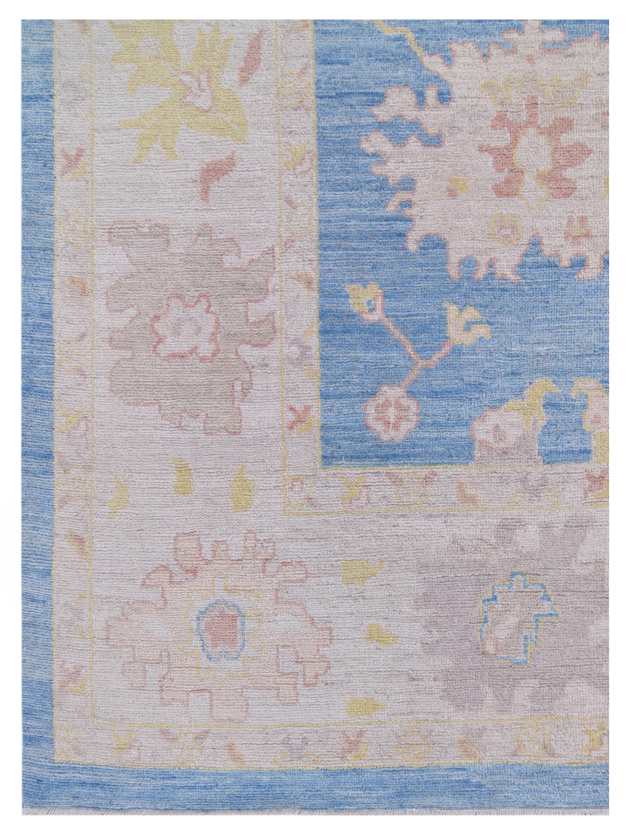 Ushak Wool Weft Hand Knotted Blue 10x14 - Image 3 of 5