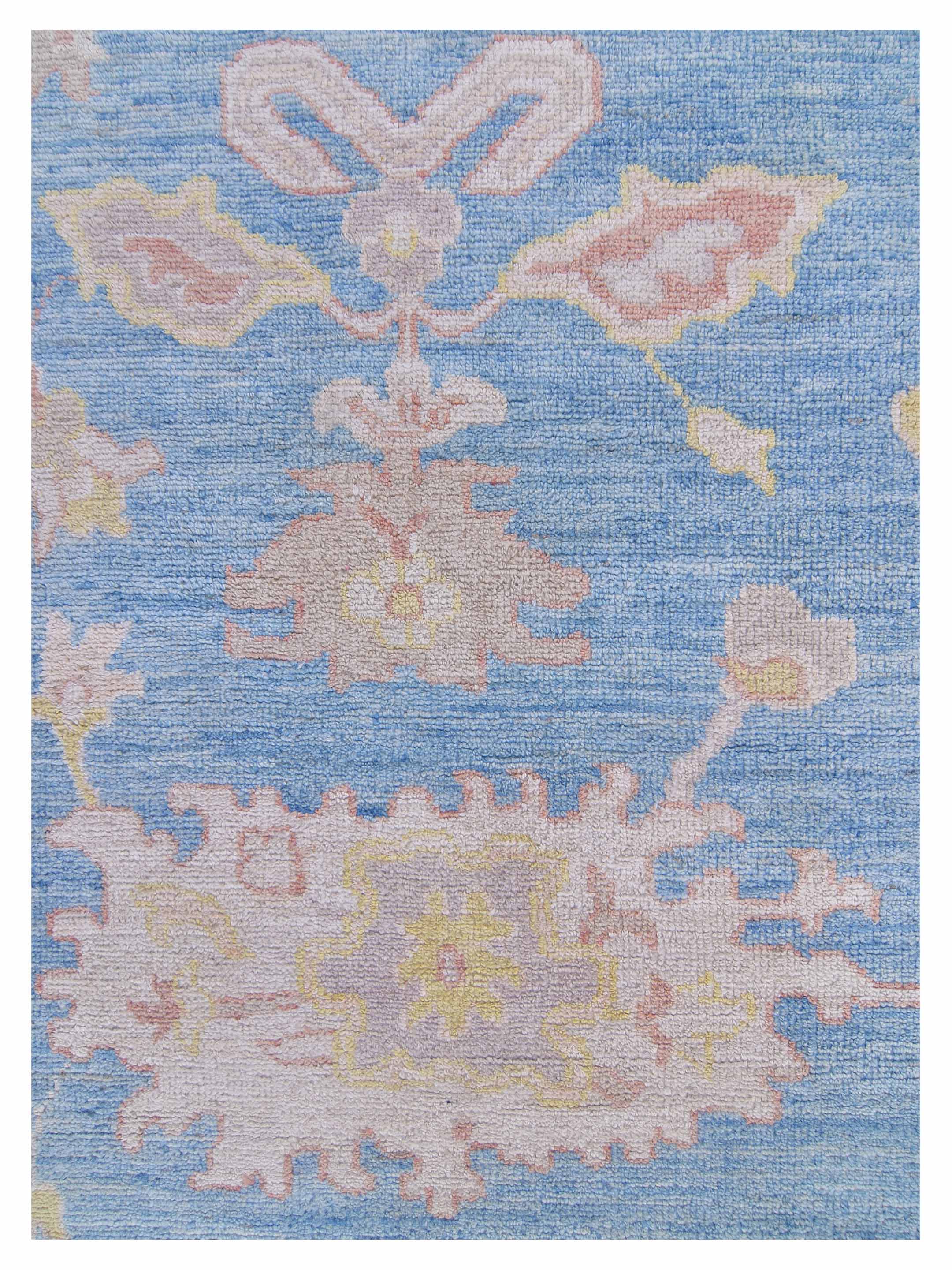 Ushak Wool Weft Hand Knotted Blue 10x14 - Image 4 of 5