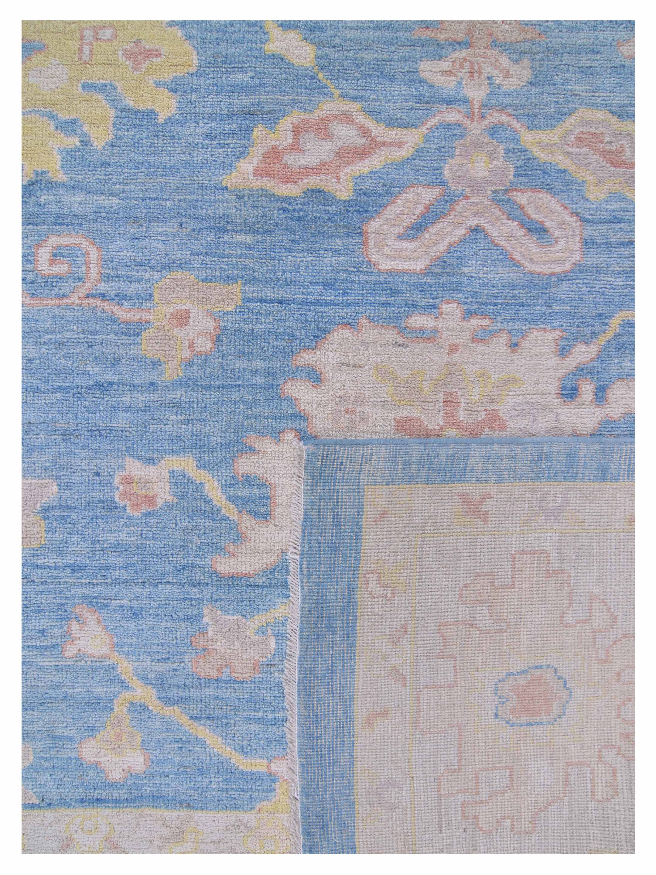 Ushak Wool Weft Hand Knotted Blue 10x14 - Image 5 of 5