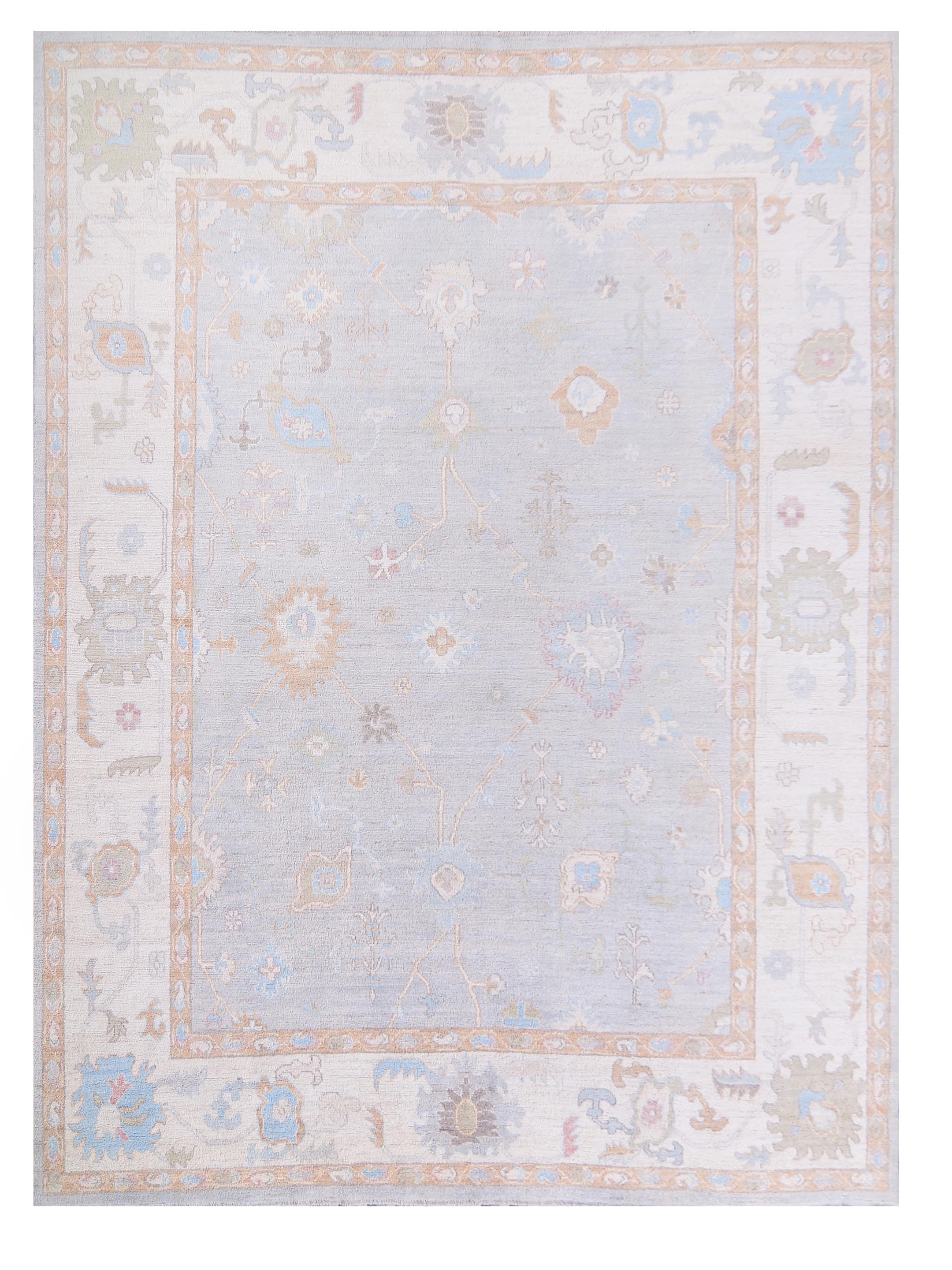 Ushak Wool Weft Hand Knotted Grey 9x12