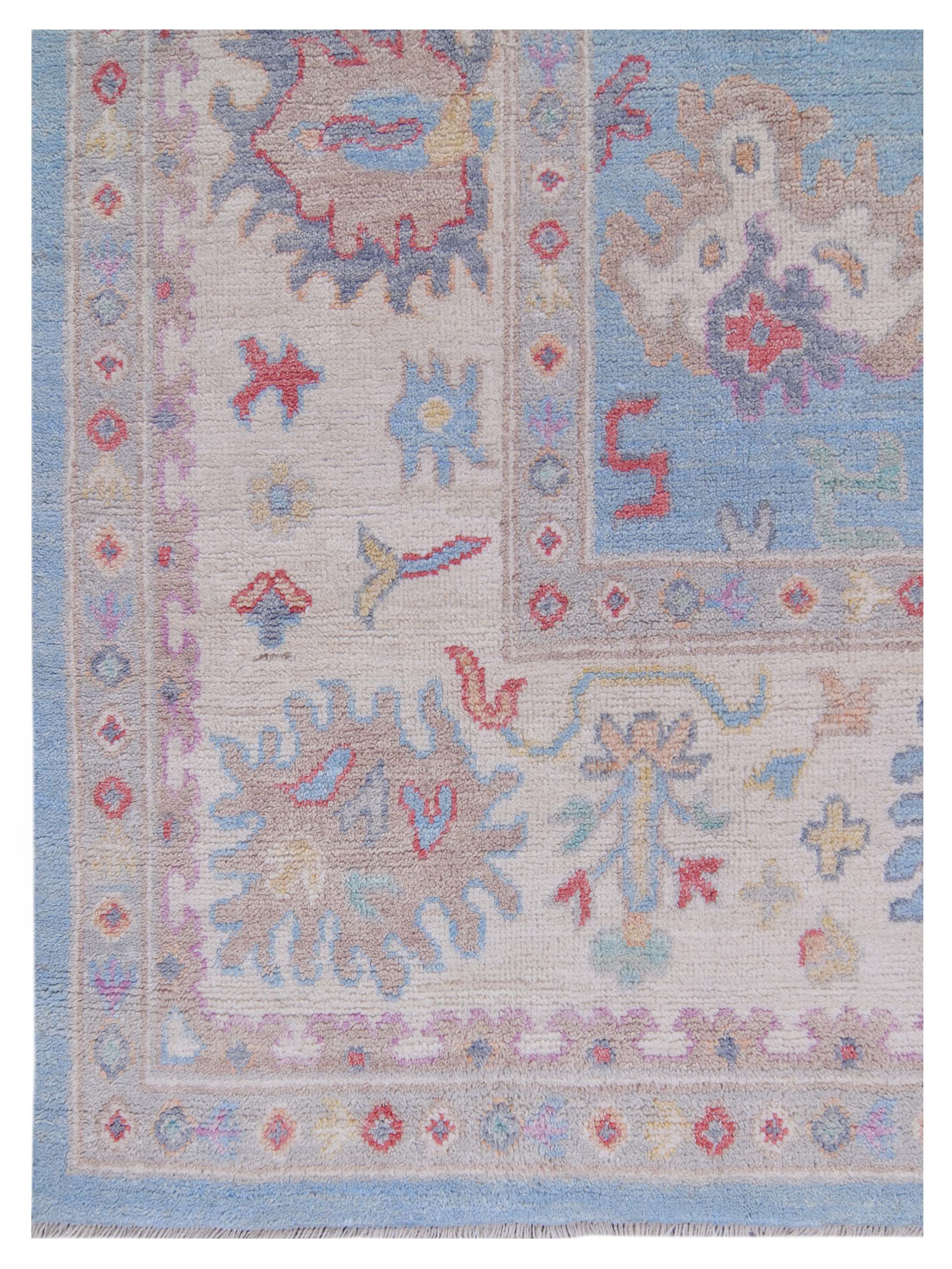 Ushak Wool Weft Hand Knotted Blue 9x12 - Image 3 of 5