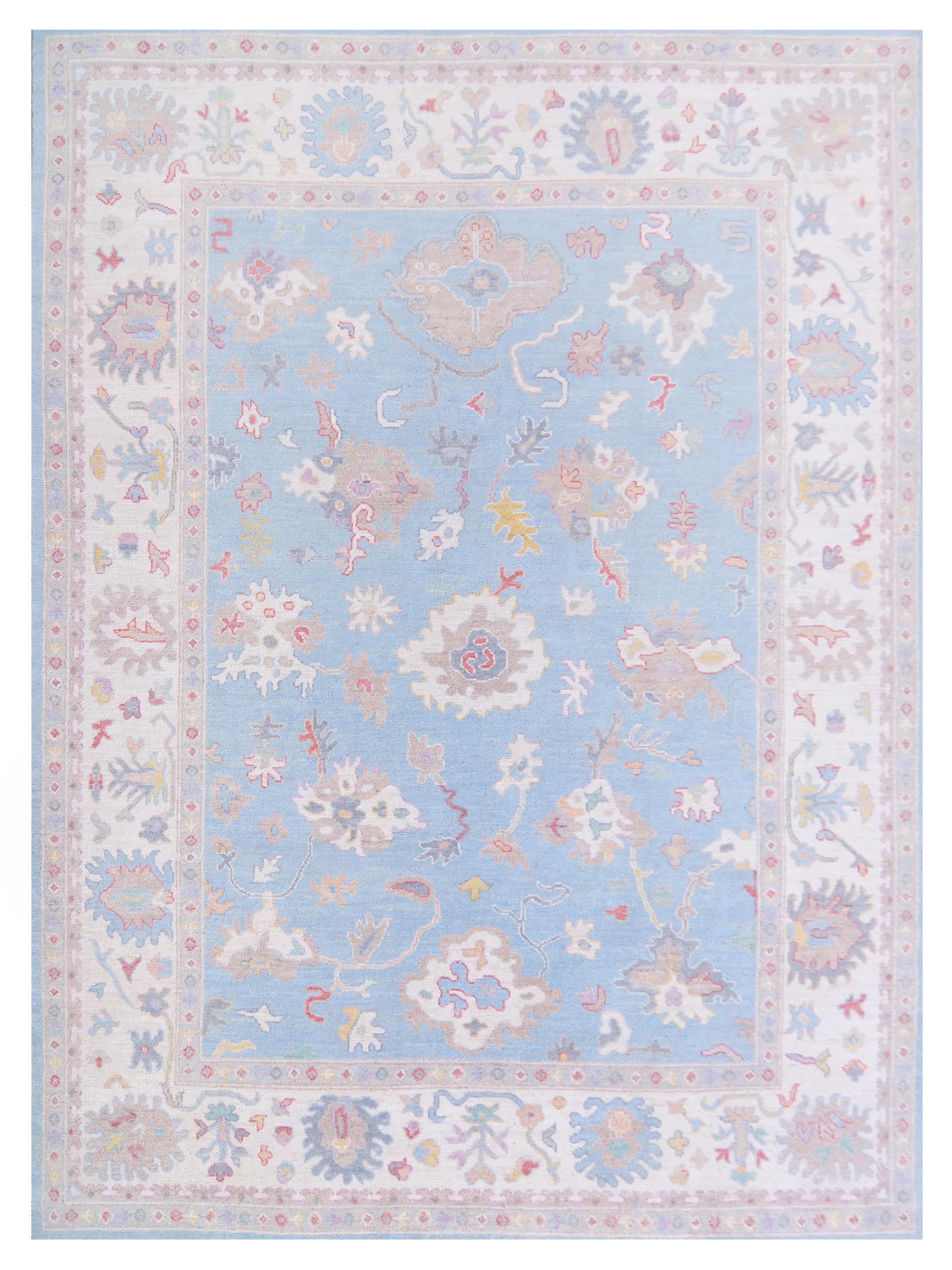 Ushak Wool Weft Hand Knotted Blue 9x12