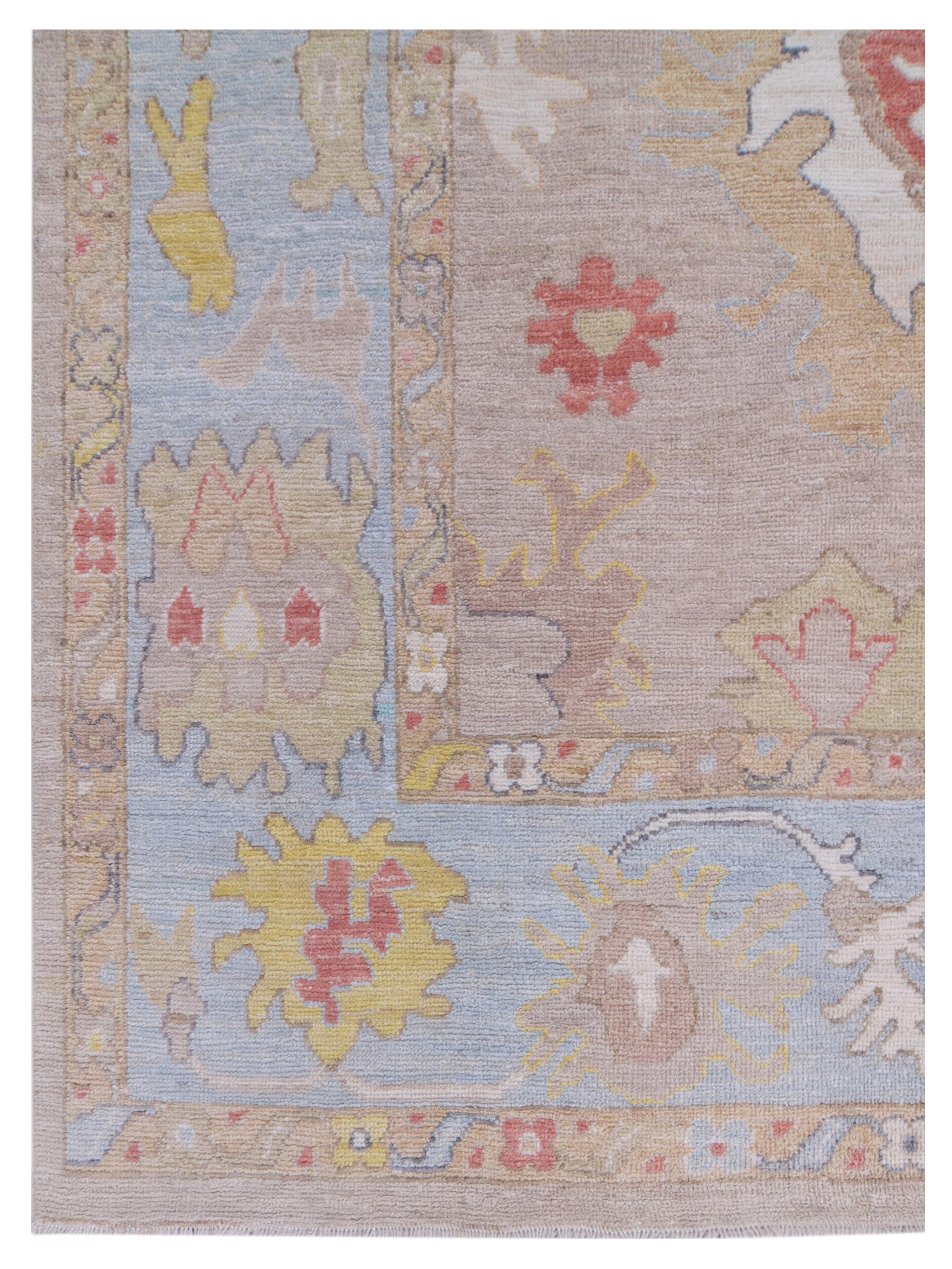 Ushak Wool Weft Hand Knotted Lt.Blue 9x12 - Image 3 of 5