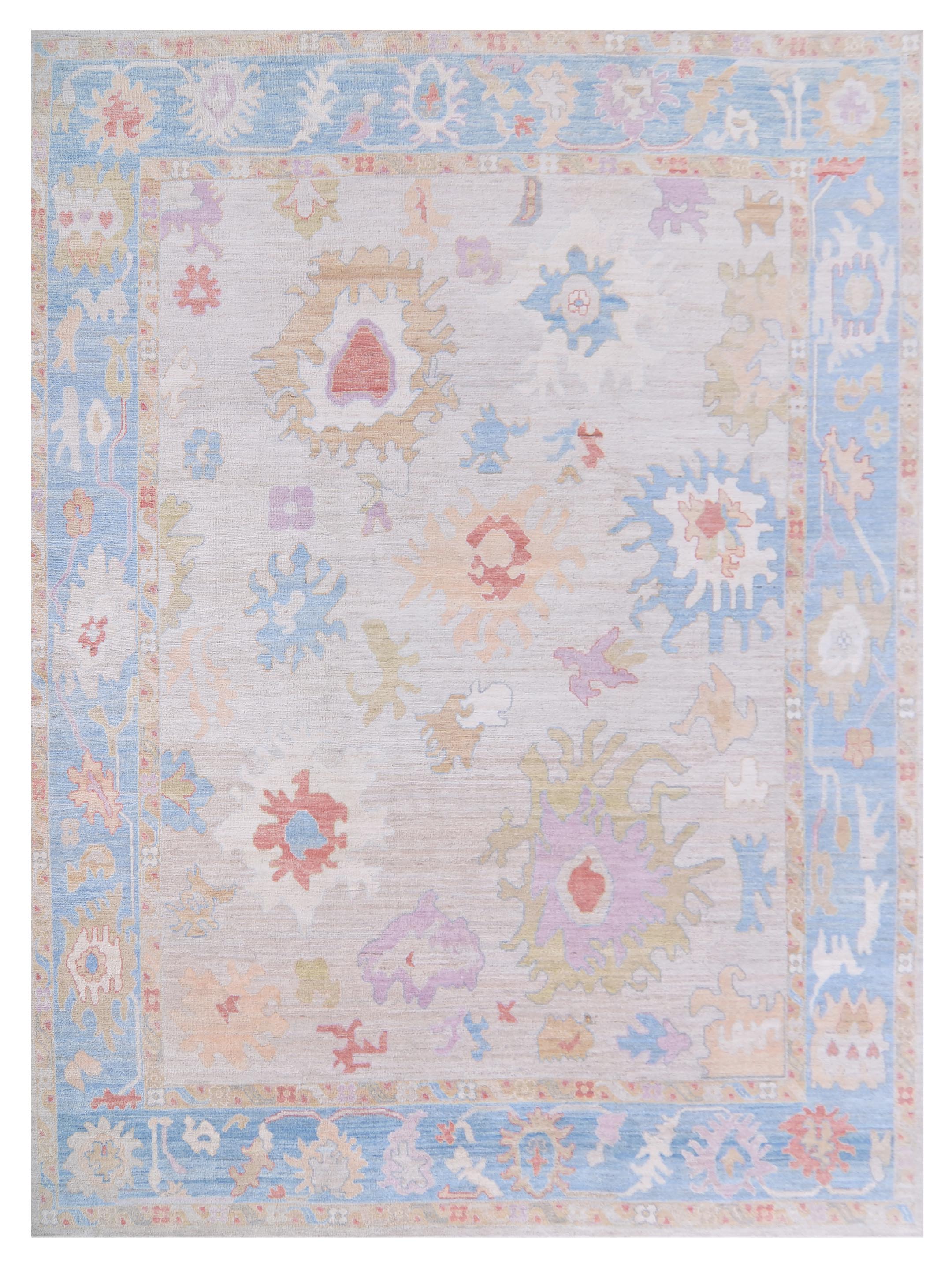 Ushak Wool Weft Hand Knotted Beige 9x12