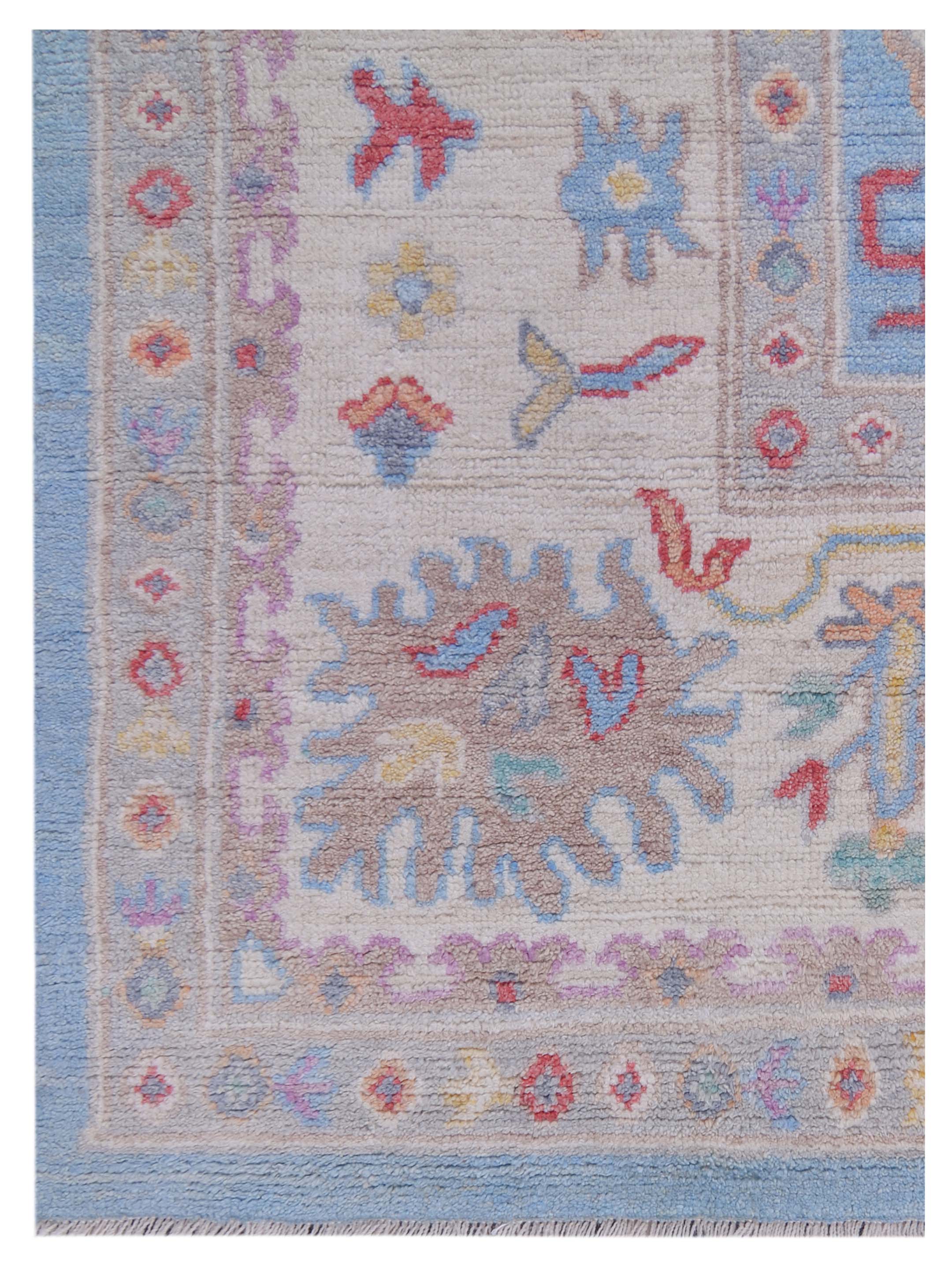 Ushak Wool Weft Hand Knotted Blue 9x12 - Image 3 of 5