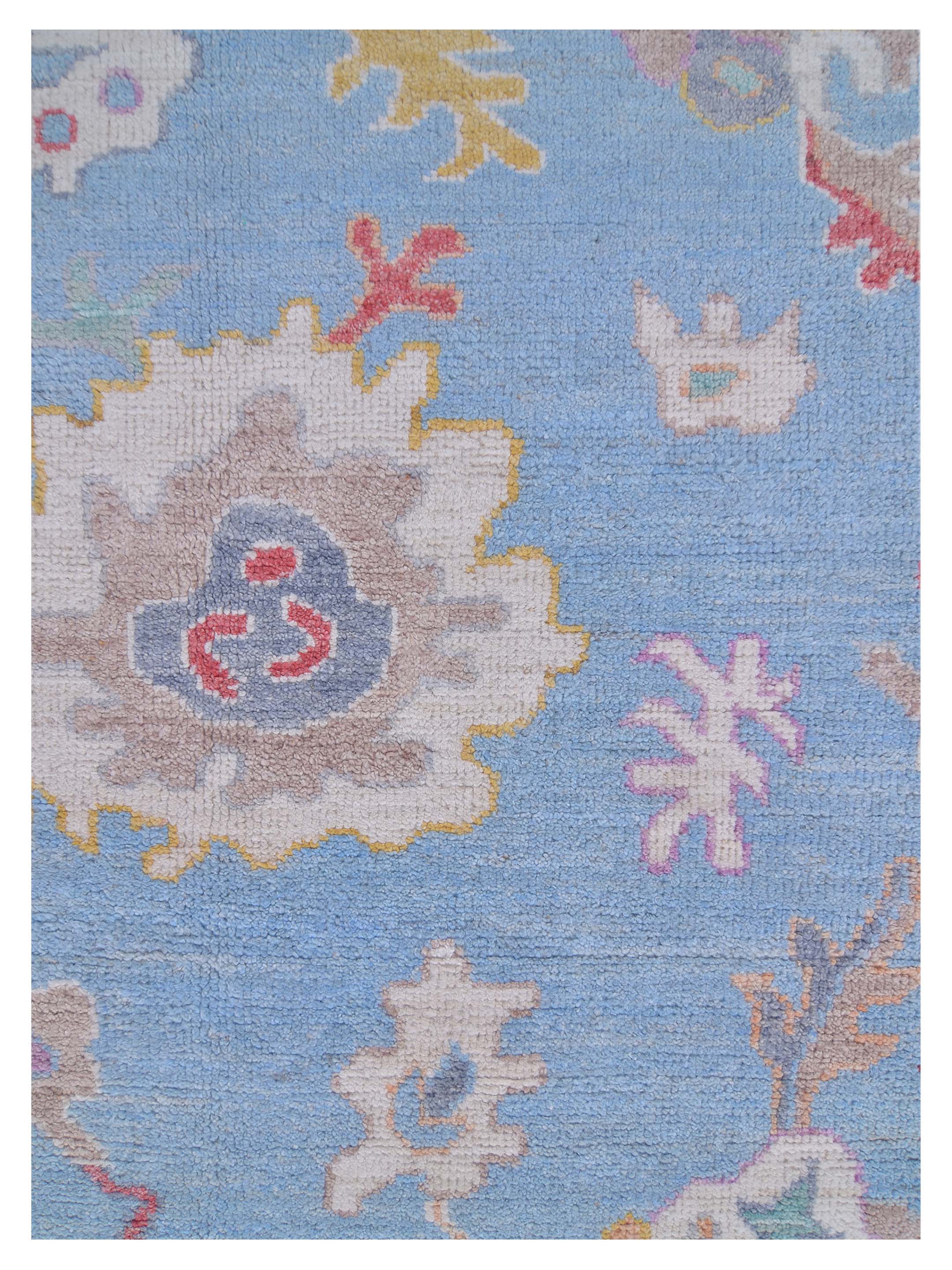 Ushak Wool Weft Hand Knotted Blue 9x12 - Image 4 of 5