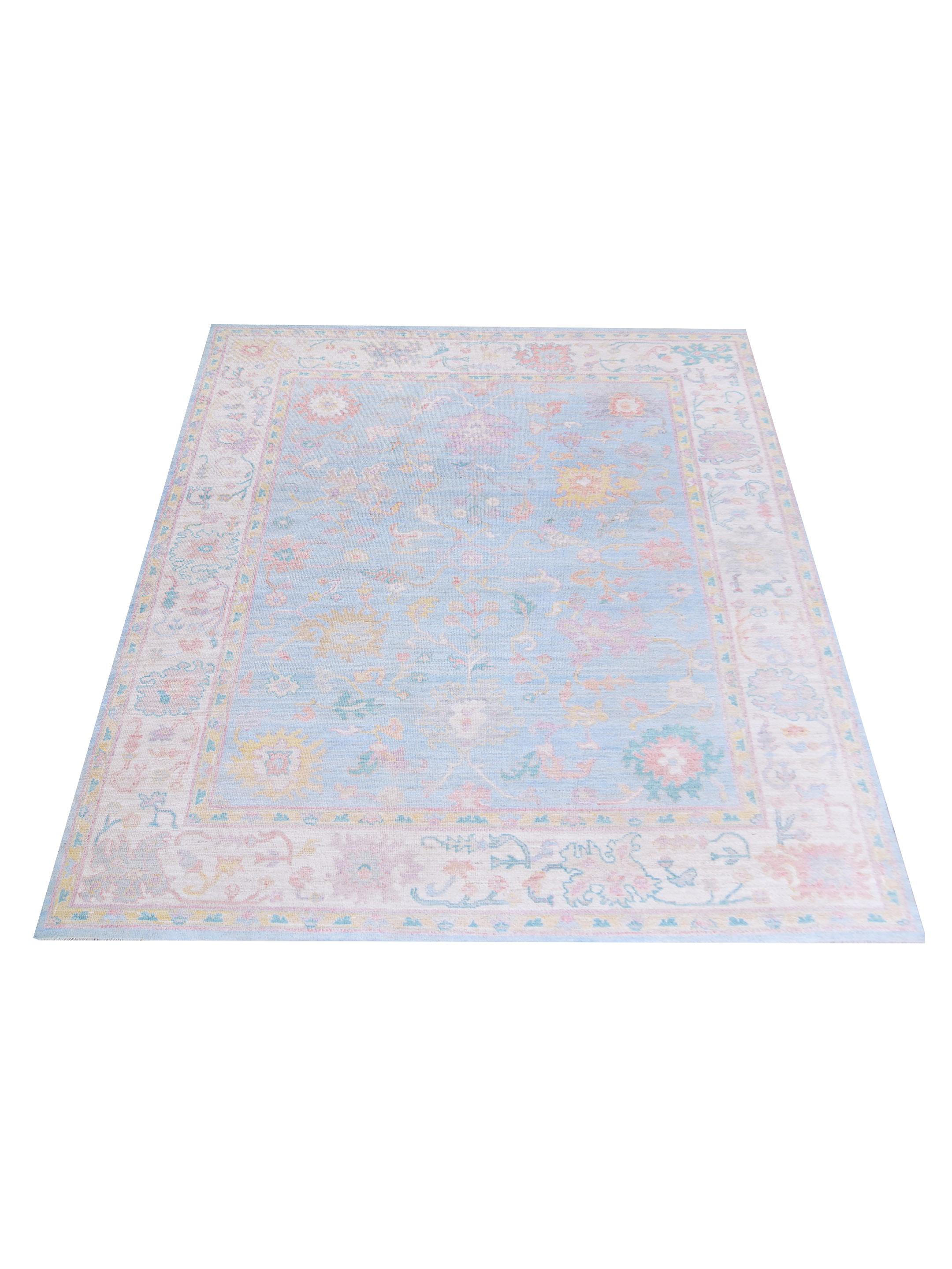 Ushak Wool Weft Hand Knotted Blue 8x10 - Image 2 of 5