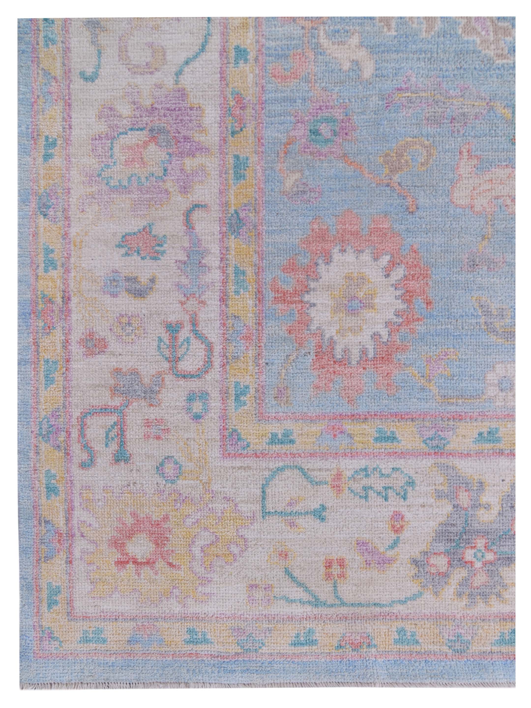 Ushak Wool Weft Hand Knotted Blue 8x10 - Image 3 of 5