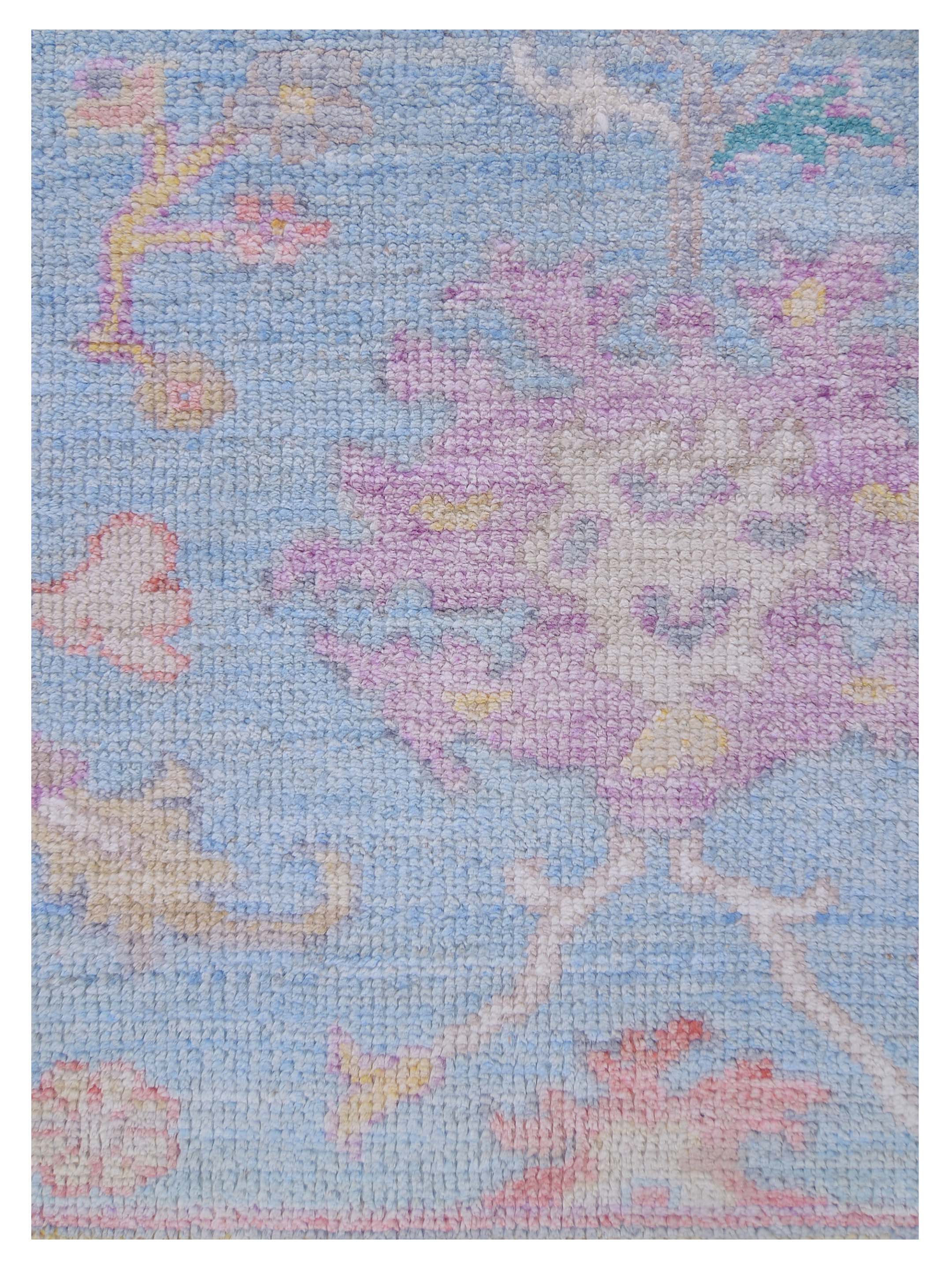 Ushak Wool Weft Hand Knotted Blue 8x10 - Image 4 of 5
