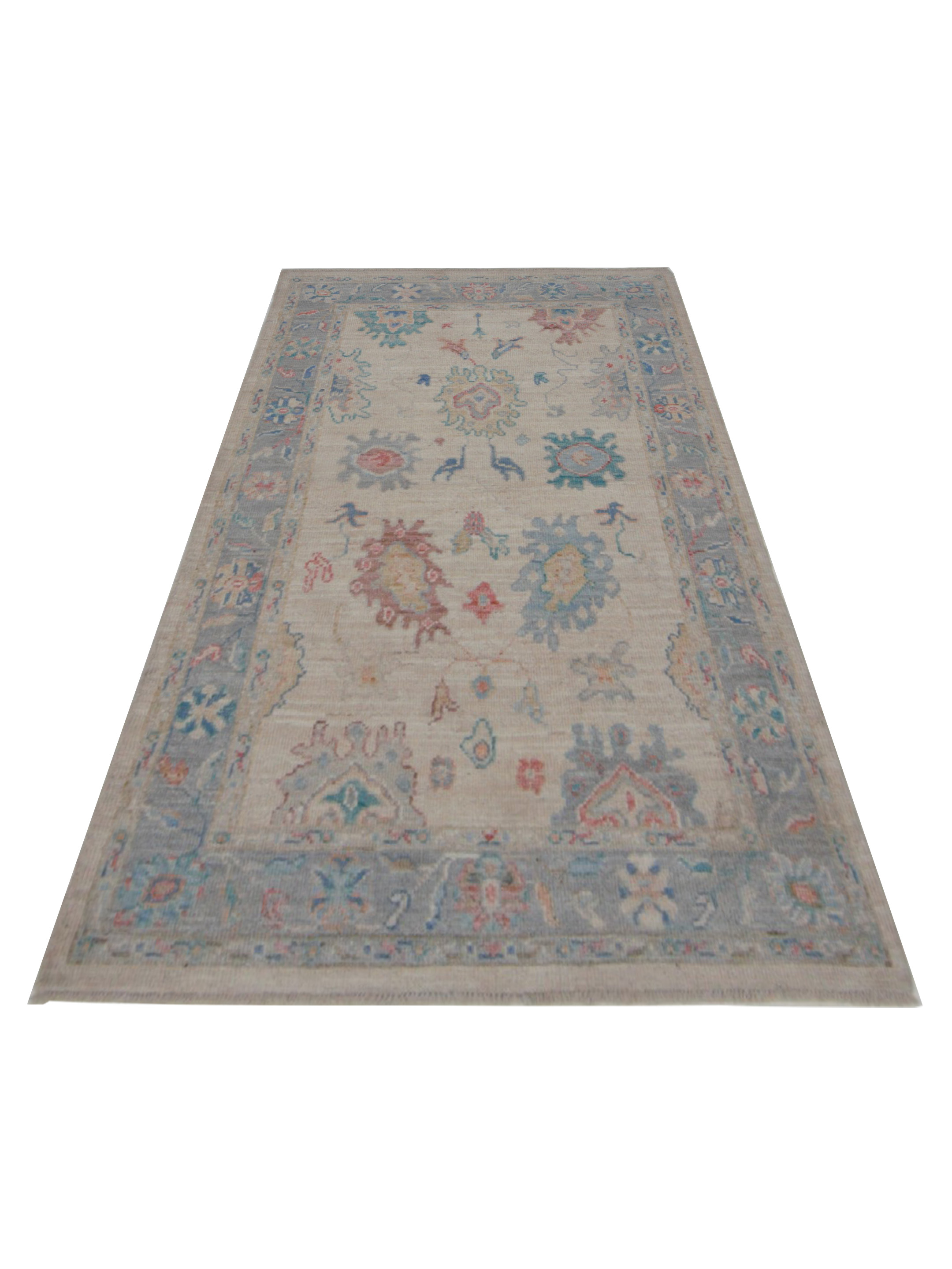 Ushak Wool Weft Hand Knotted Ivory 4x6 - Image 2 of 5