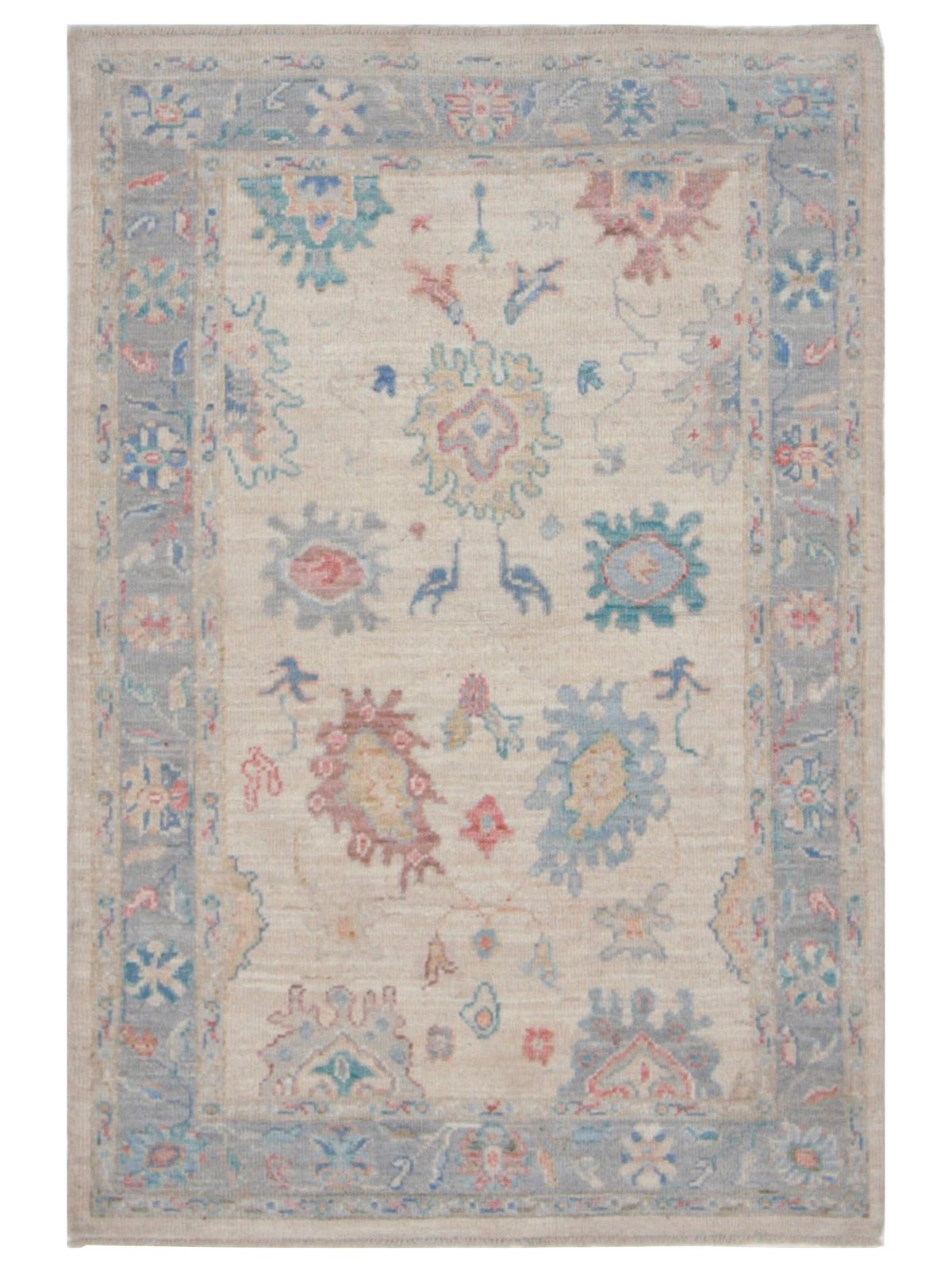 Ushak Wool Weft Hand Knotted Ivory 4x6