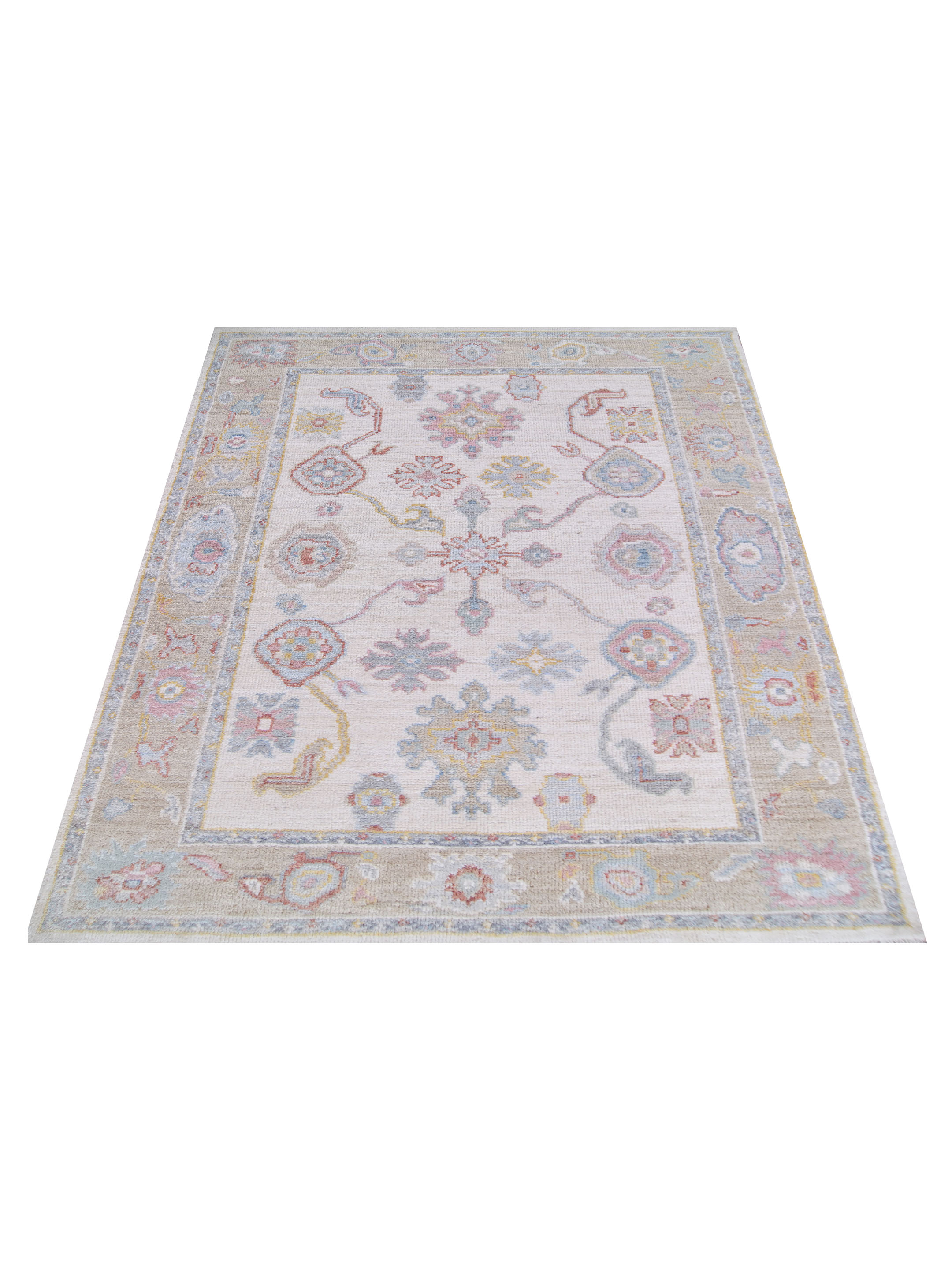 Ushak Wool Weft Hand Knotted Ivory 4x6 - Image 2 of 5