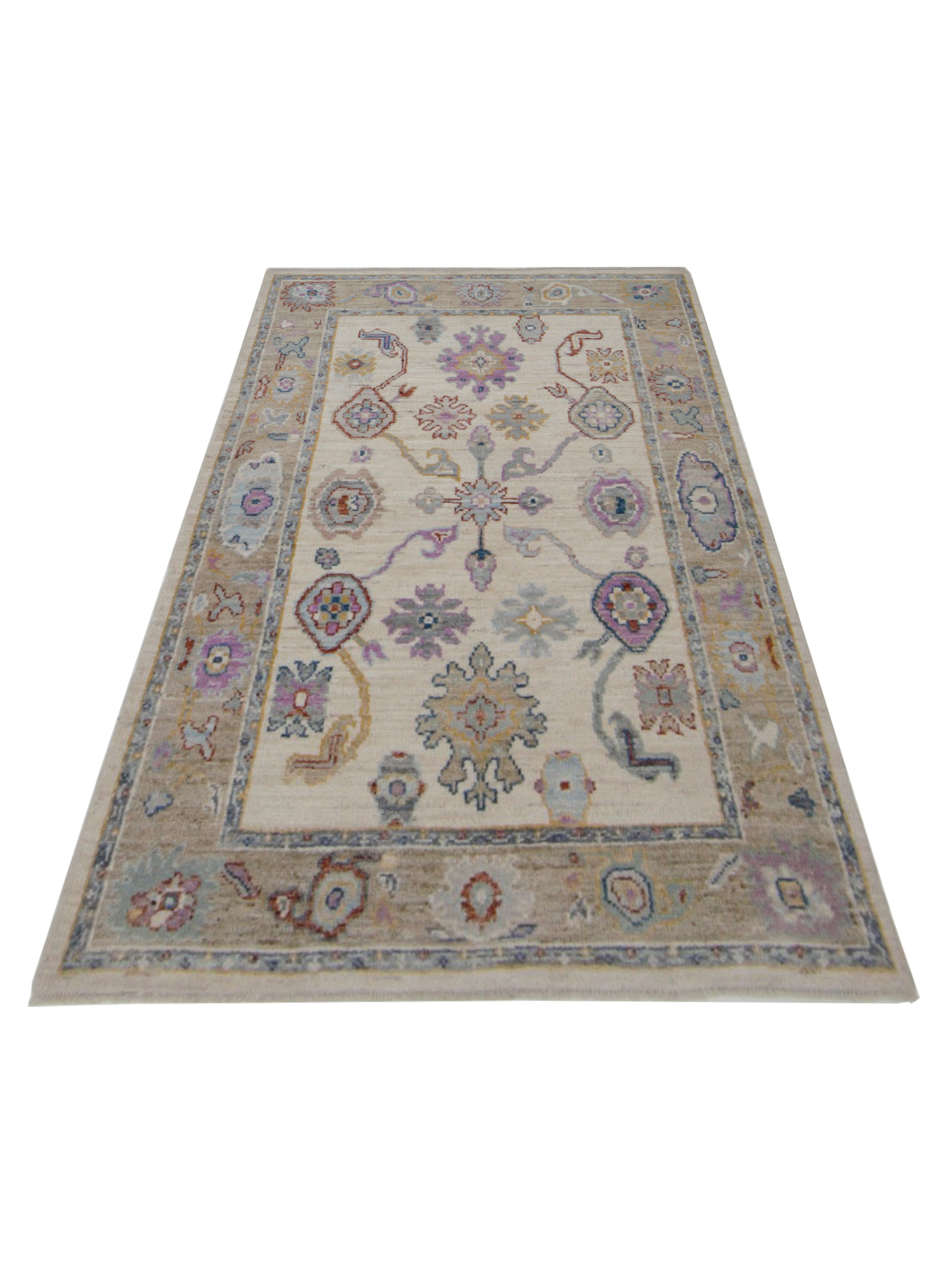 Ushak Wool Weft Hand Knotted Ivory 4x6 - Image 2 of 5