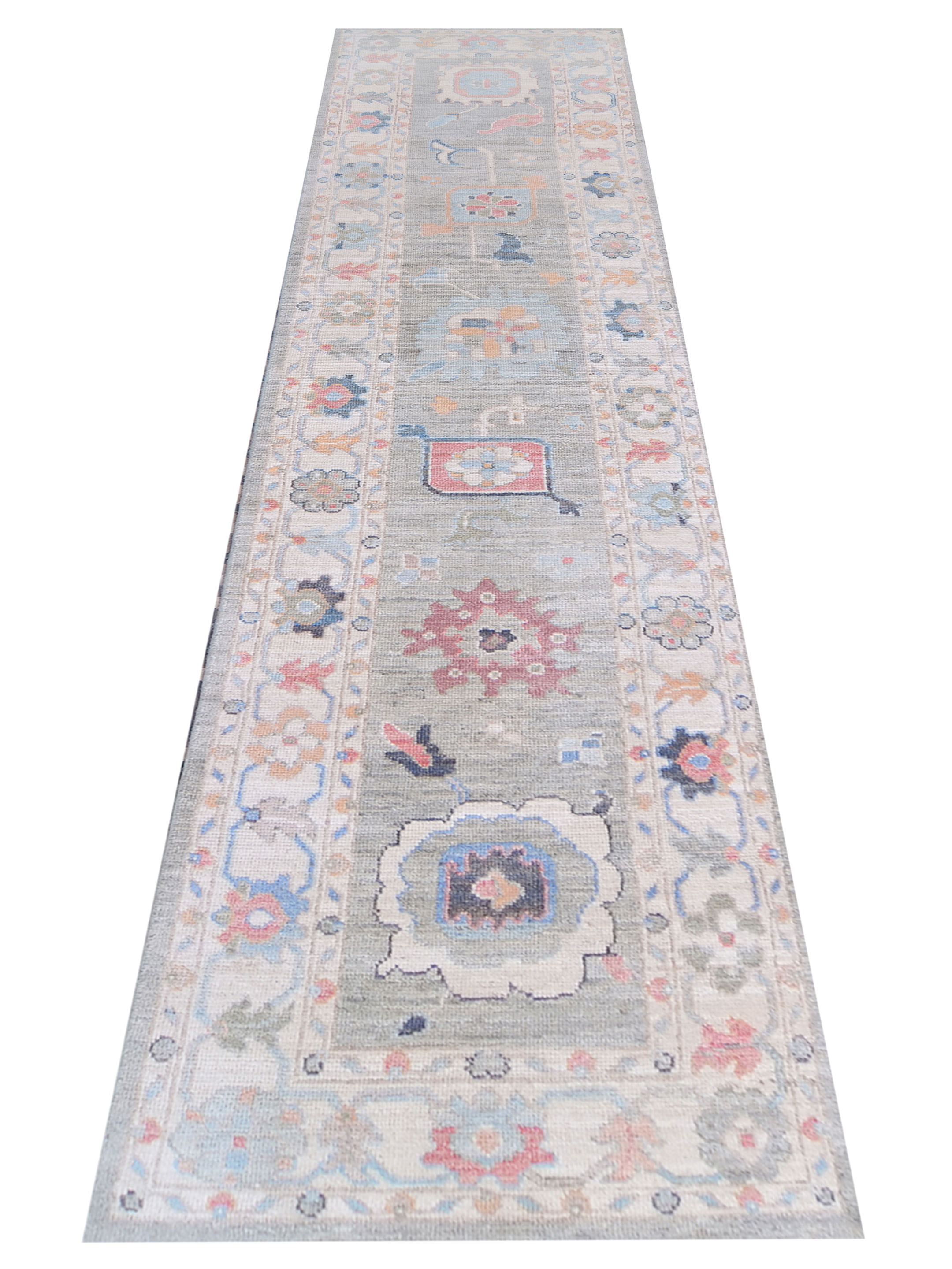 Ushak Wool Weft Hand Knotted Grey 3x12 - Image 2 of 5