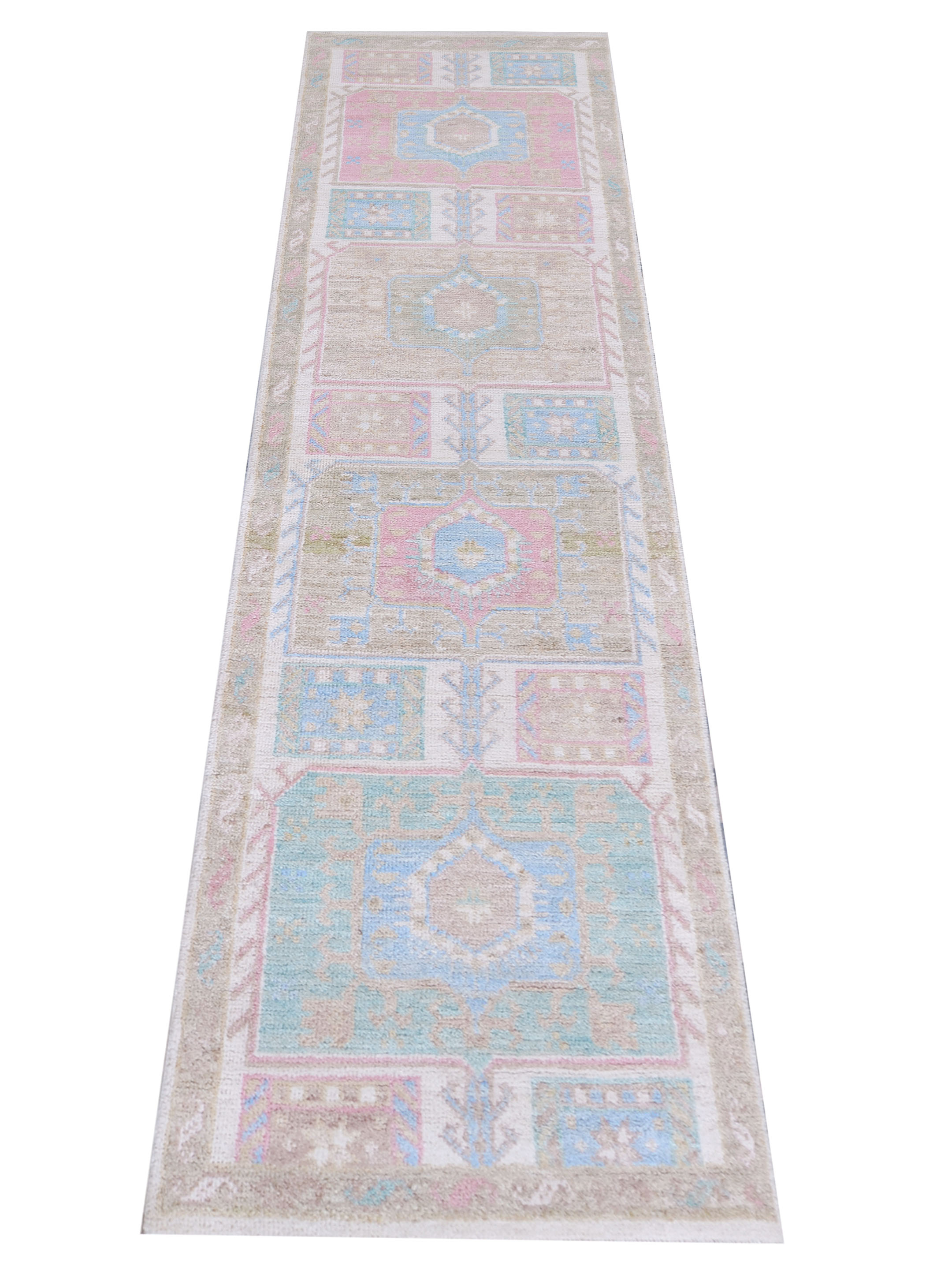 Ushak Wool Weft Hand Knotted Ivory 2x8 - Image 2 of 5
