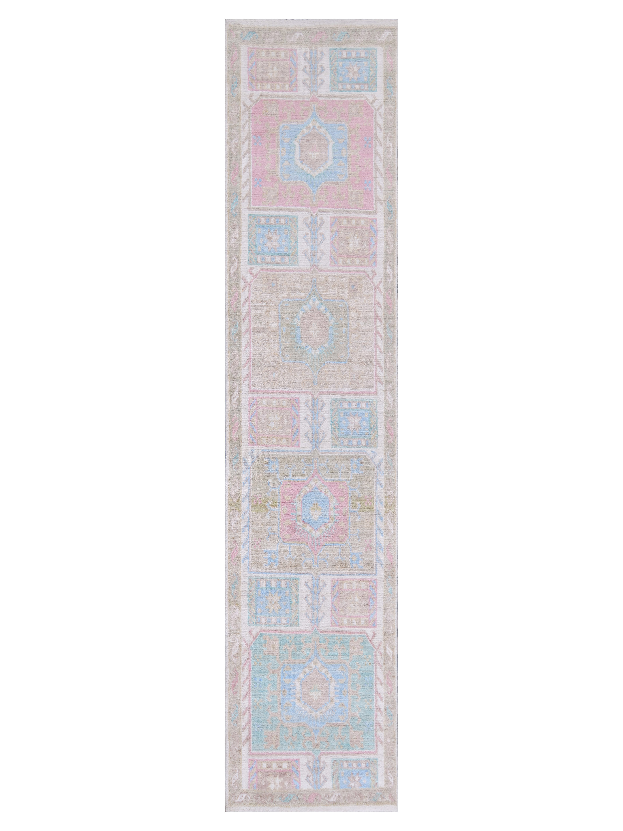 Ushak Wool Weft Hand Knotted Ivory 2x8