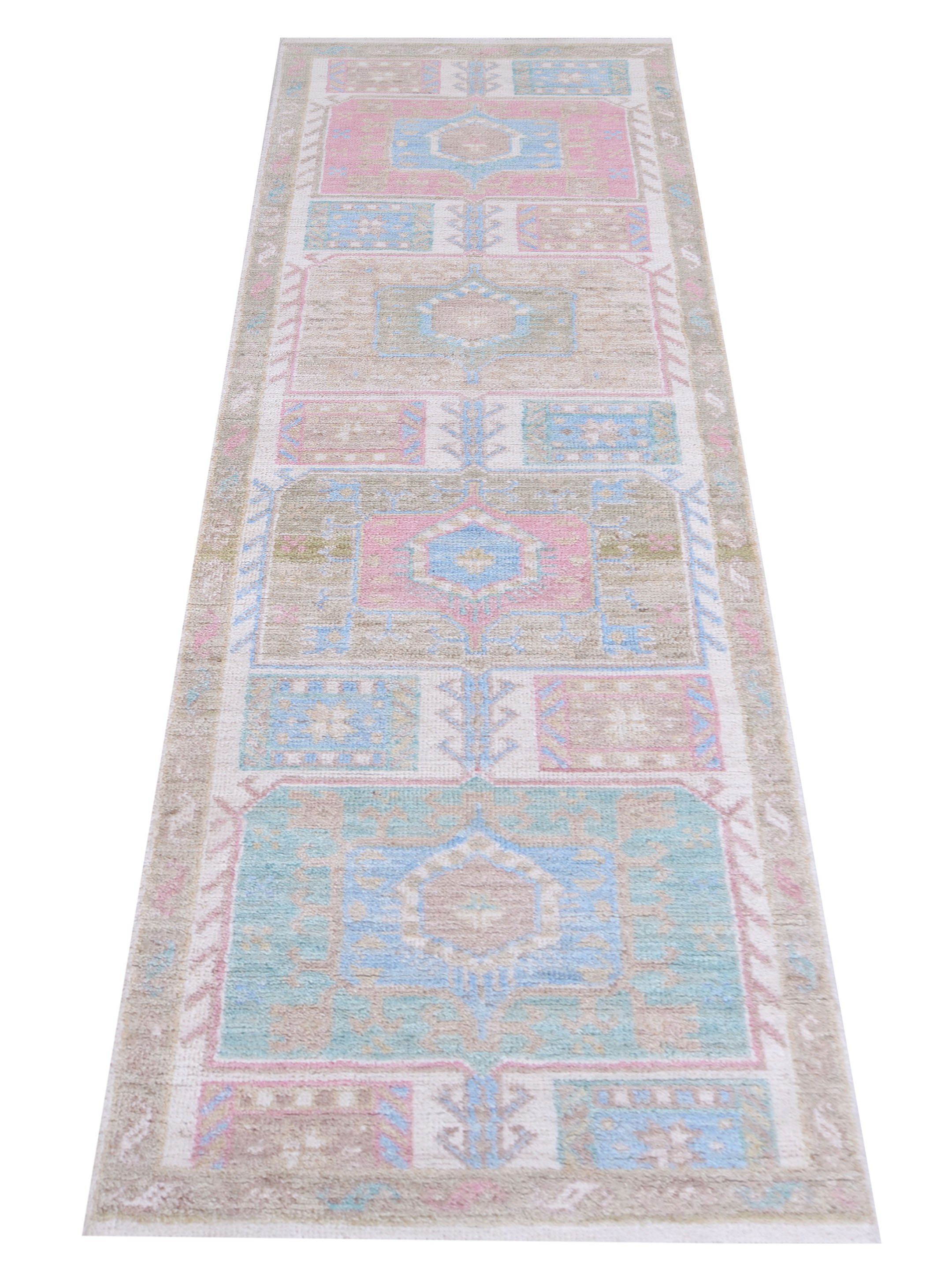 Ushak Wool Weft Hand Knotted Ivory 2x8 - Image 2 of 5