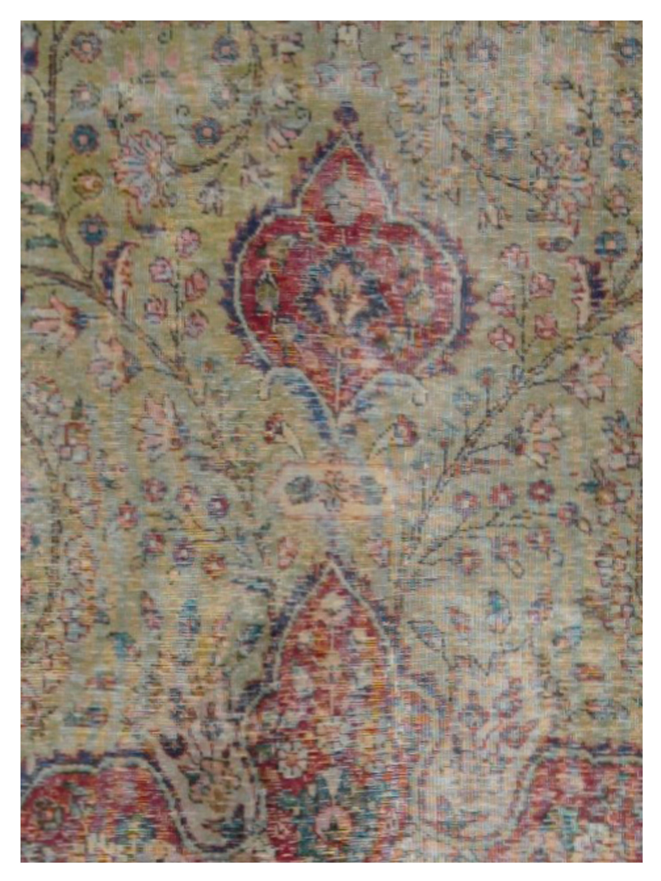 Vintage Hand Knotted Green 10x13 - Image 4 of 5