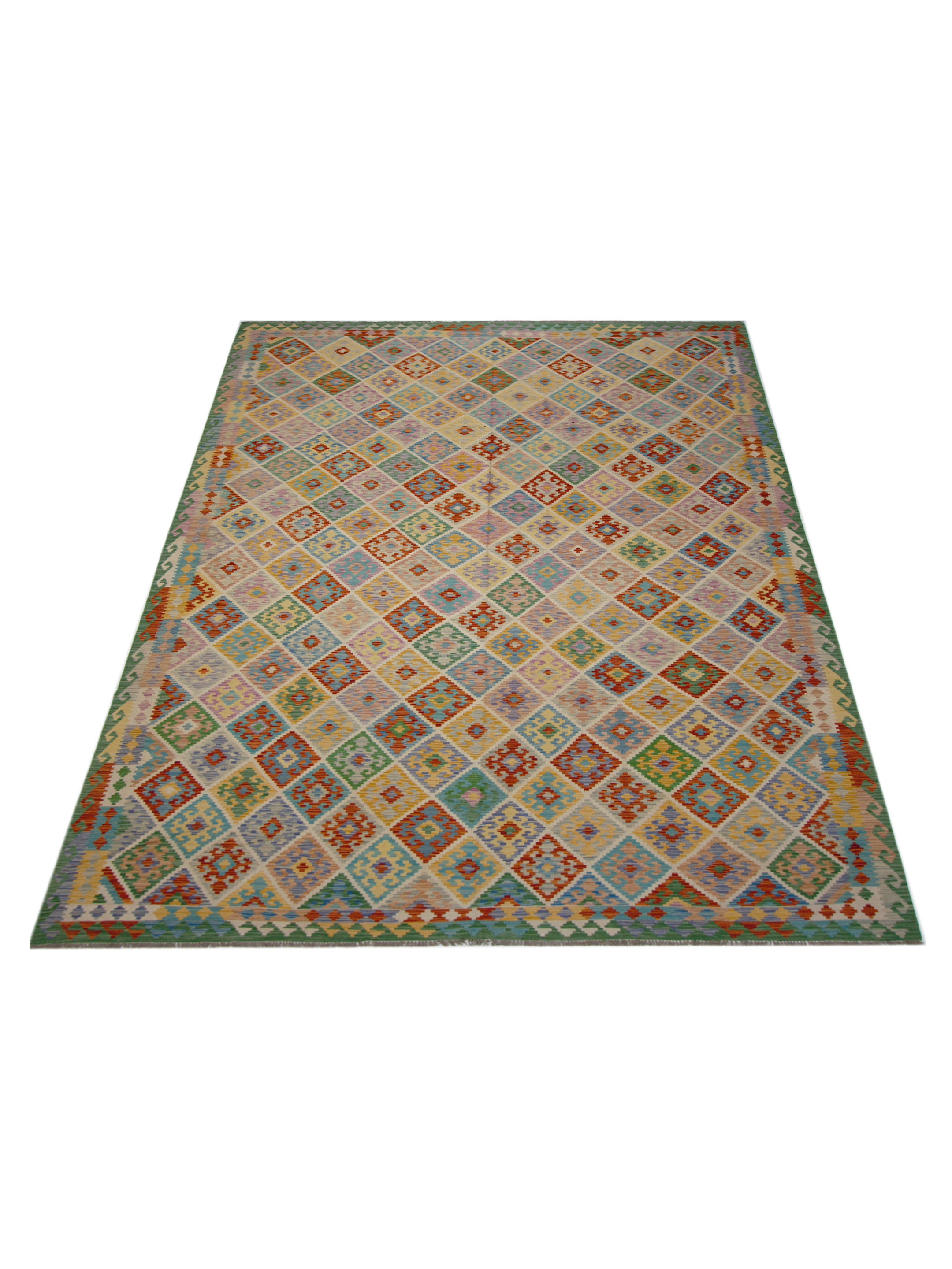 Kilim Hand Woven Green 10x16 - Image 2 of 5