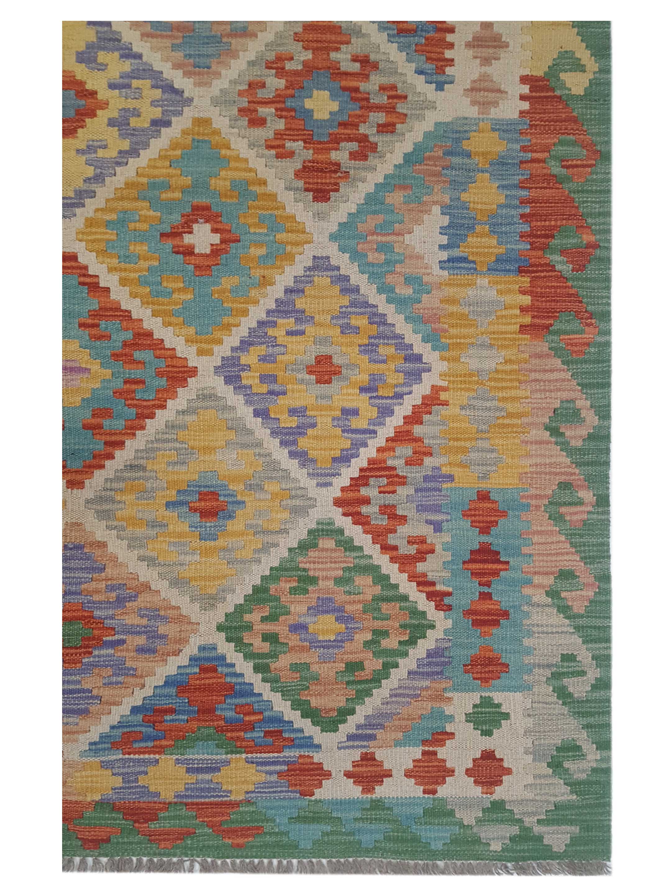 Kilim Hand Woven Green 10x16 - Image 3 of 5