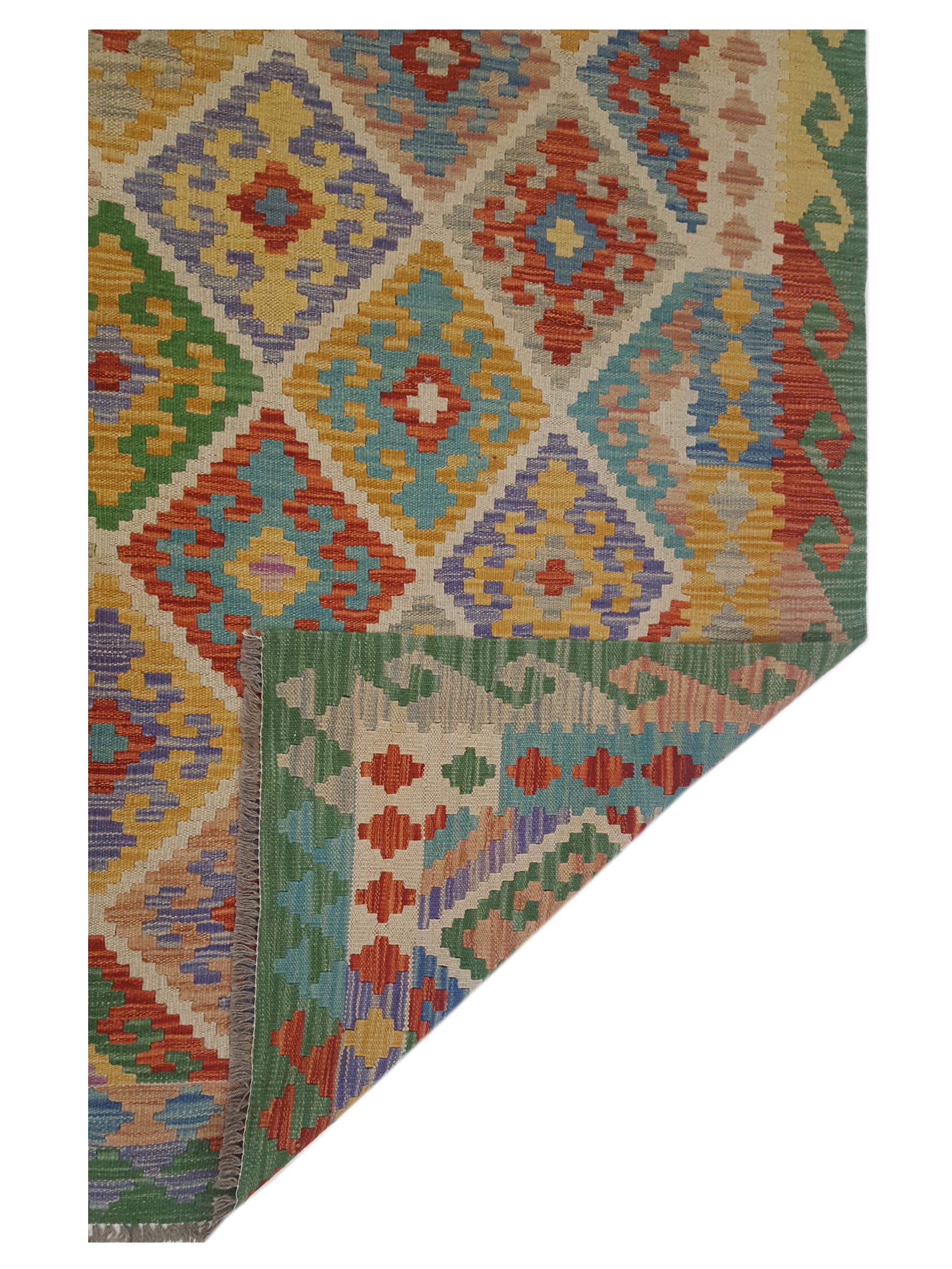 Kilim Hand Woven Green 10x16 - Image 5 of 5