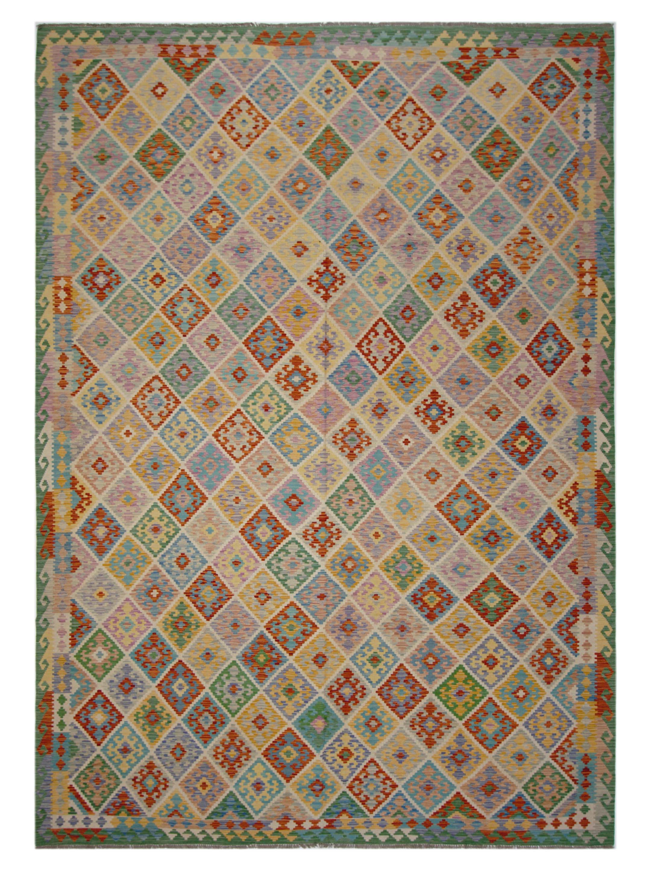 Kilim Hand Woven Green 10x16