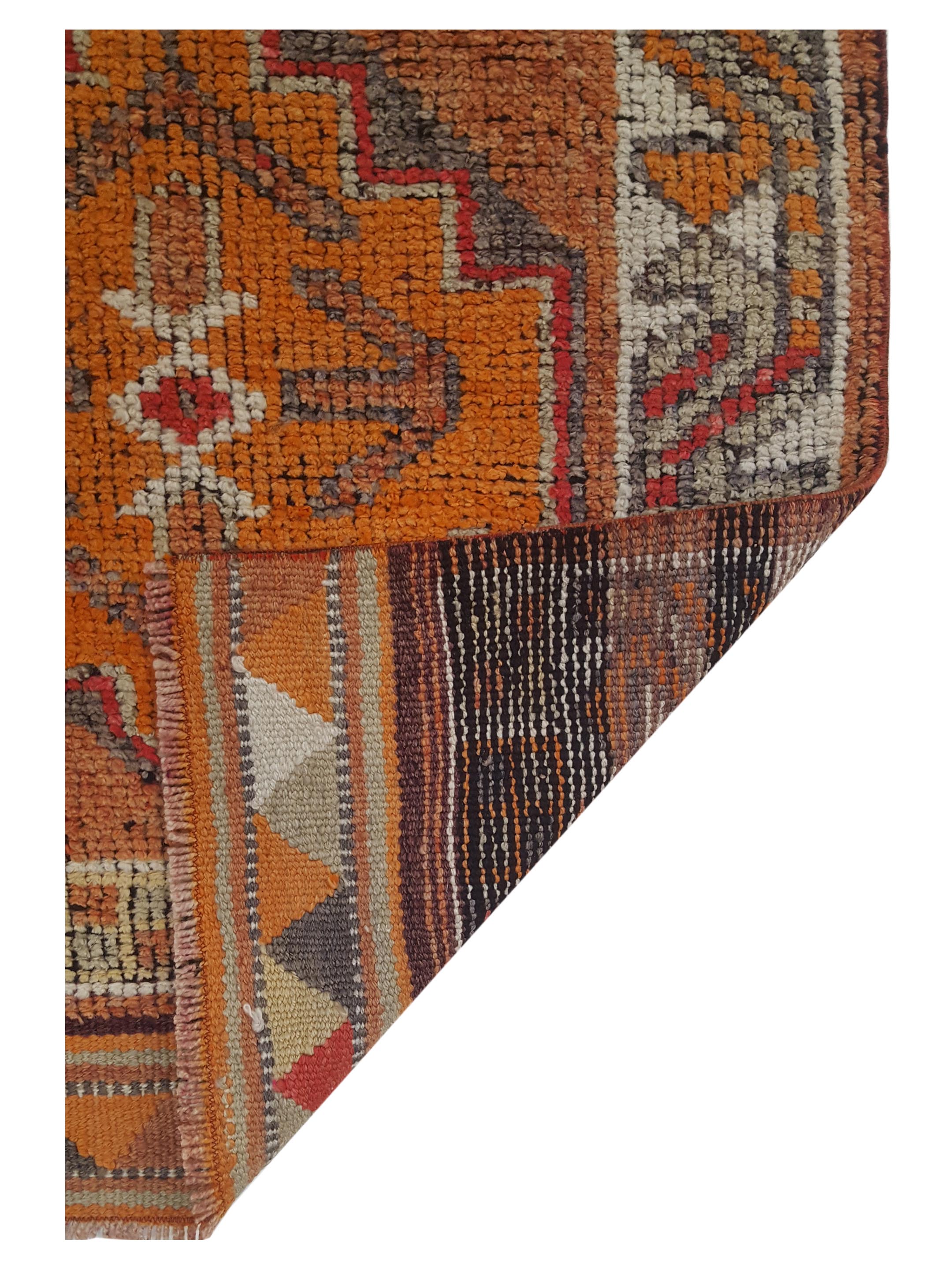 Kurdish Hand Knotted Orange 3x11 - Image 5 of 5
