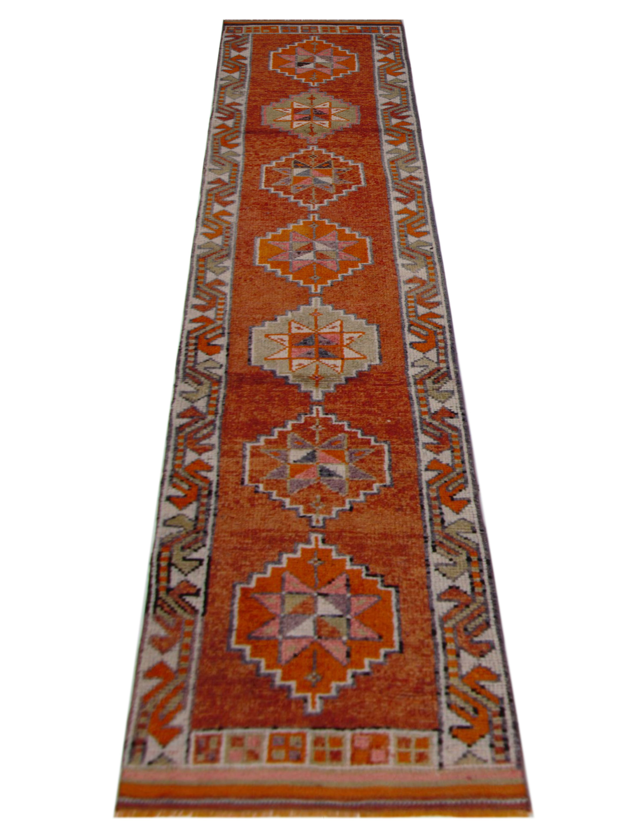 Kurdish Hand Knotted Orange 3x11 - Image 2 of 5