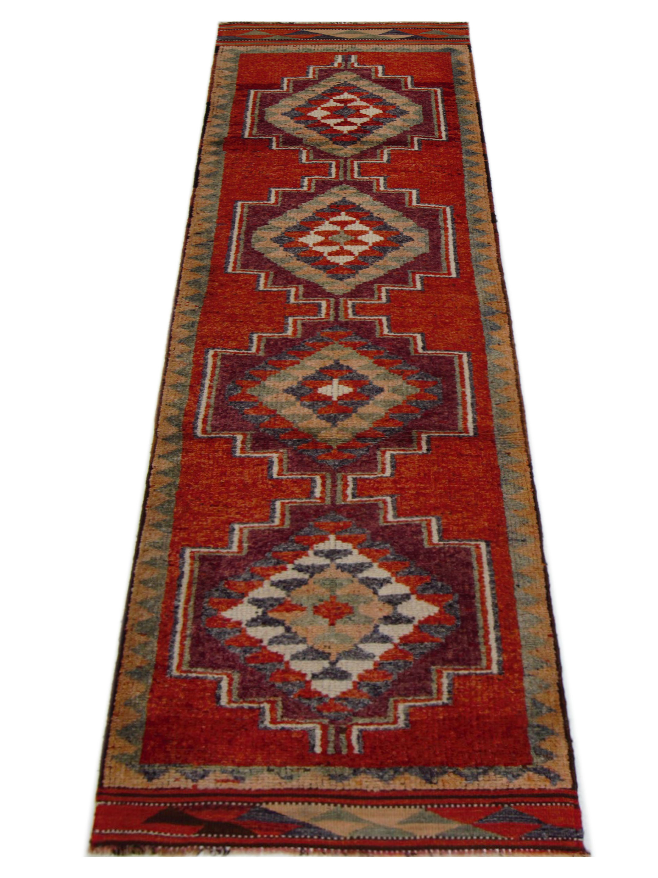 Kurdish Hand Knotted Orange 3x11 - Image 2 of 5
