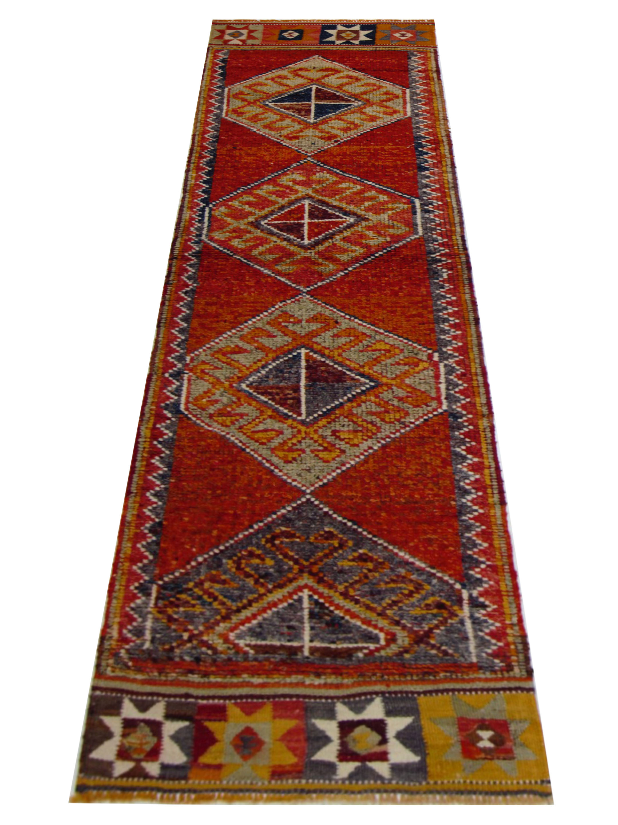 Kurdish Hand Knotted Orange 3x10 - Image 2 of 5